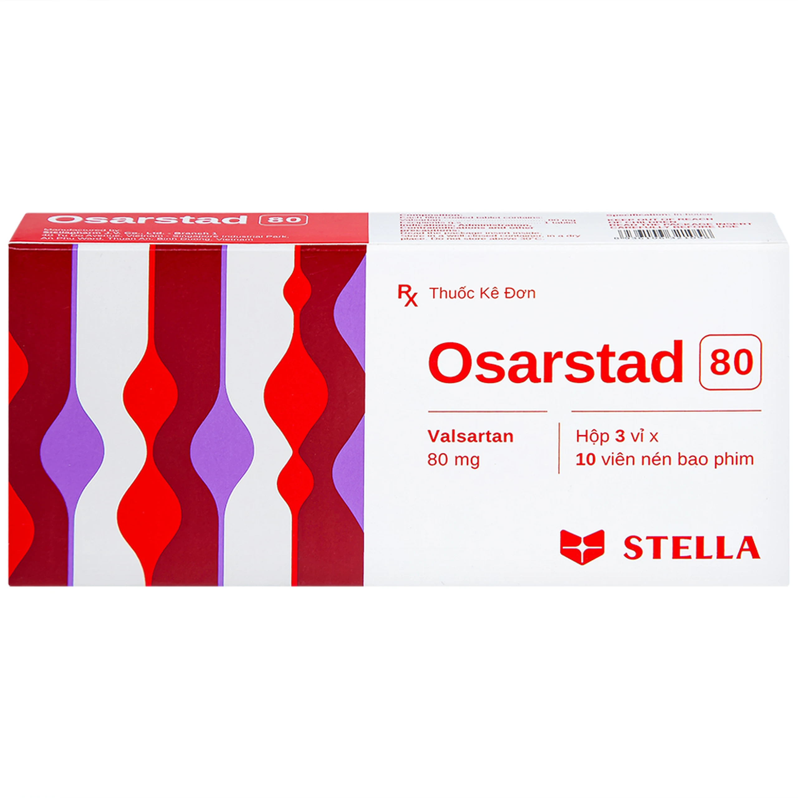 Viên nén Osarstad 80 Stella điều trị tăng huyết áp (3 vỉ x 10 viên)