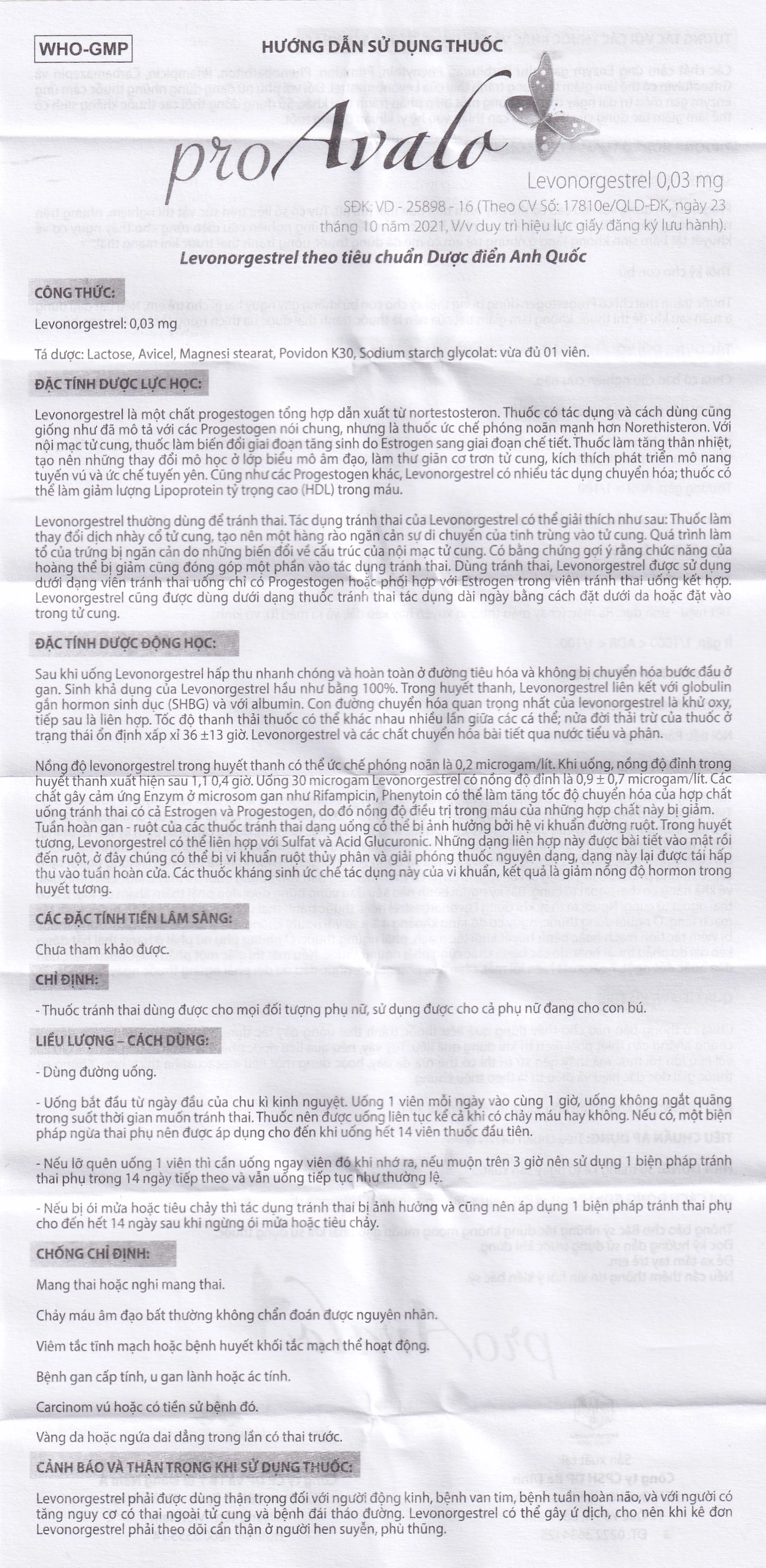 Thuốc proAvalo 0.03mg Babiophar tránh thai hằng ngày (1 vỉ x 28 viên)