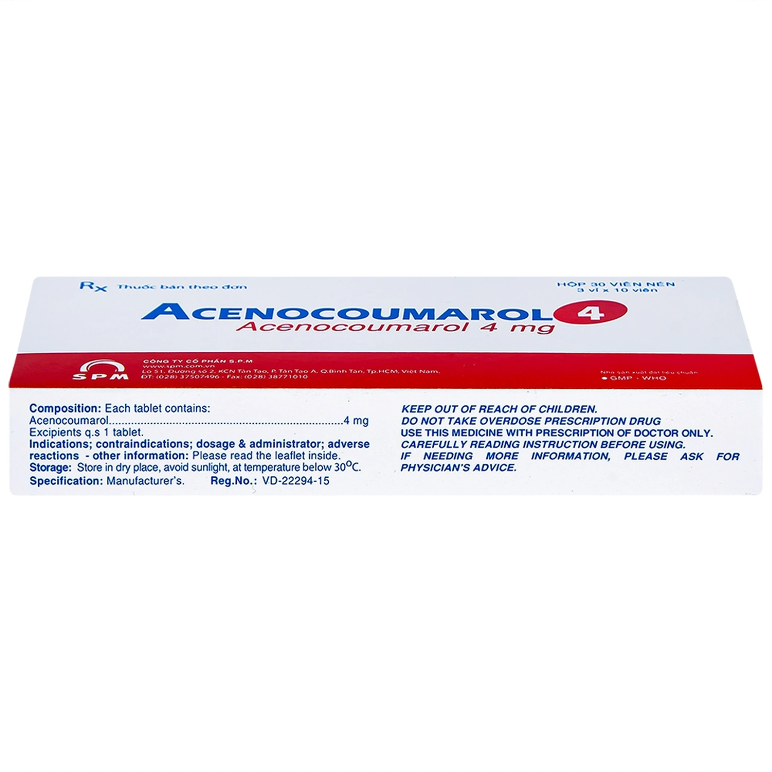 Thuốc Acenocoumarol 4 SPM điều trị và ngăn ngừa bệnh nghẽn mạch (3 vỉ x 10 viên)