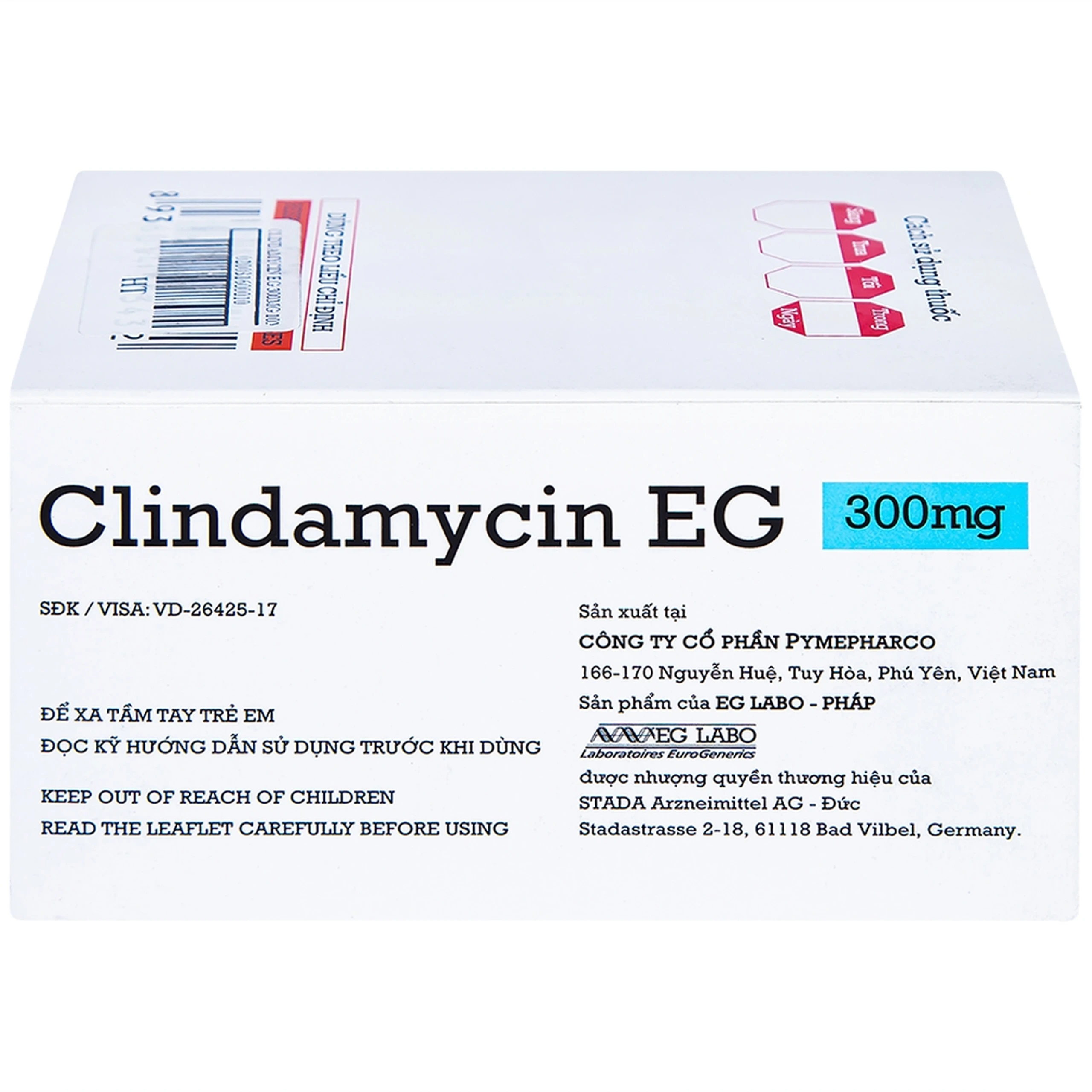 Thuốc Clindamycin EG 300mg Pymepharco điều trị các bệnh nhiễm khuẩn (10 vỉ x 10 viên)
