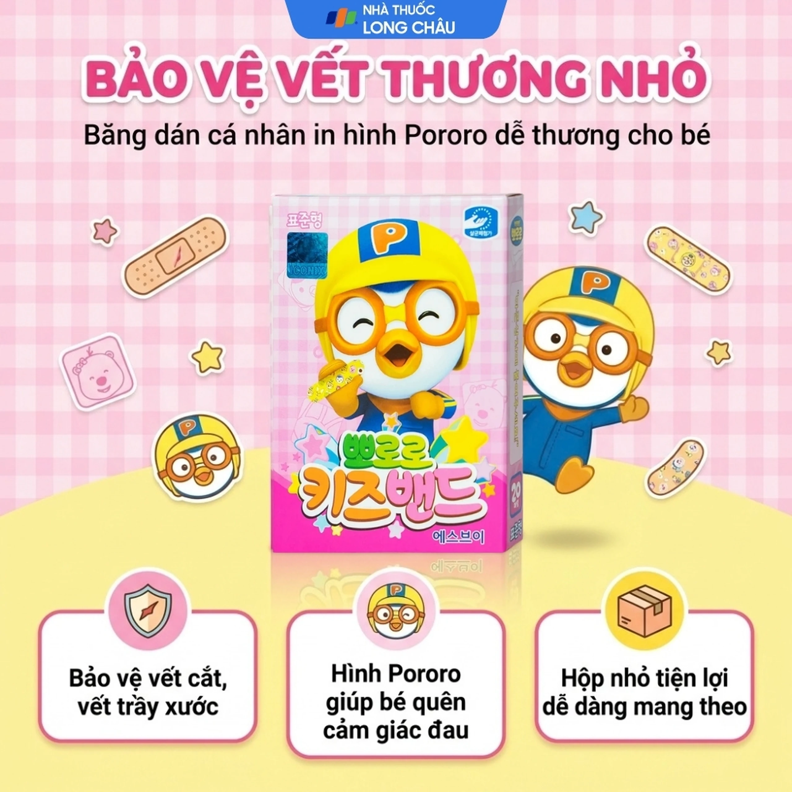 Băng cá nhân trẻ em Pororo Kids Band 7.2x1.8cm (20 miếng) Young Chemical 2
