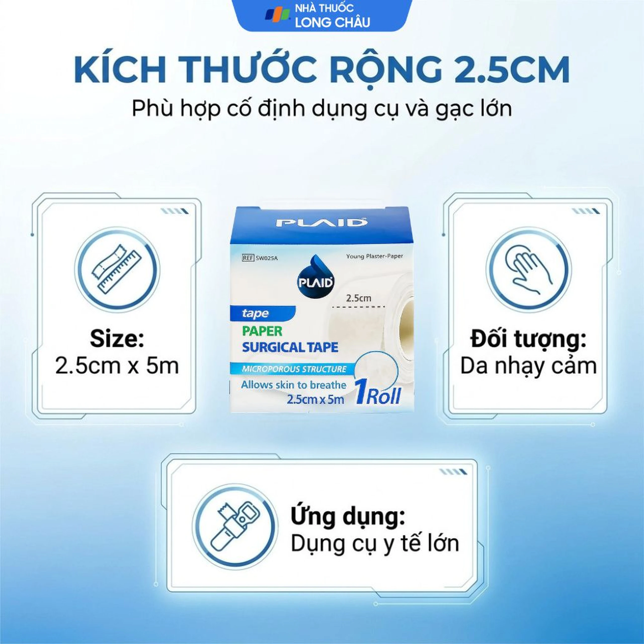 Băng cuộn giấy Plaid Young Plaster-Paper 2.5cmx5m giúp cố định băng gạc và dụng cụ y tế Young chemical 4
