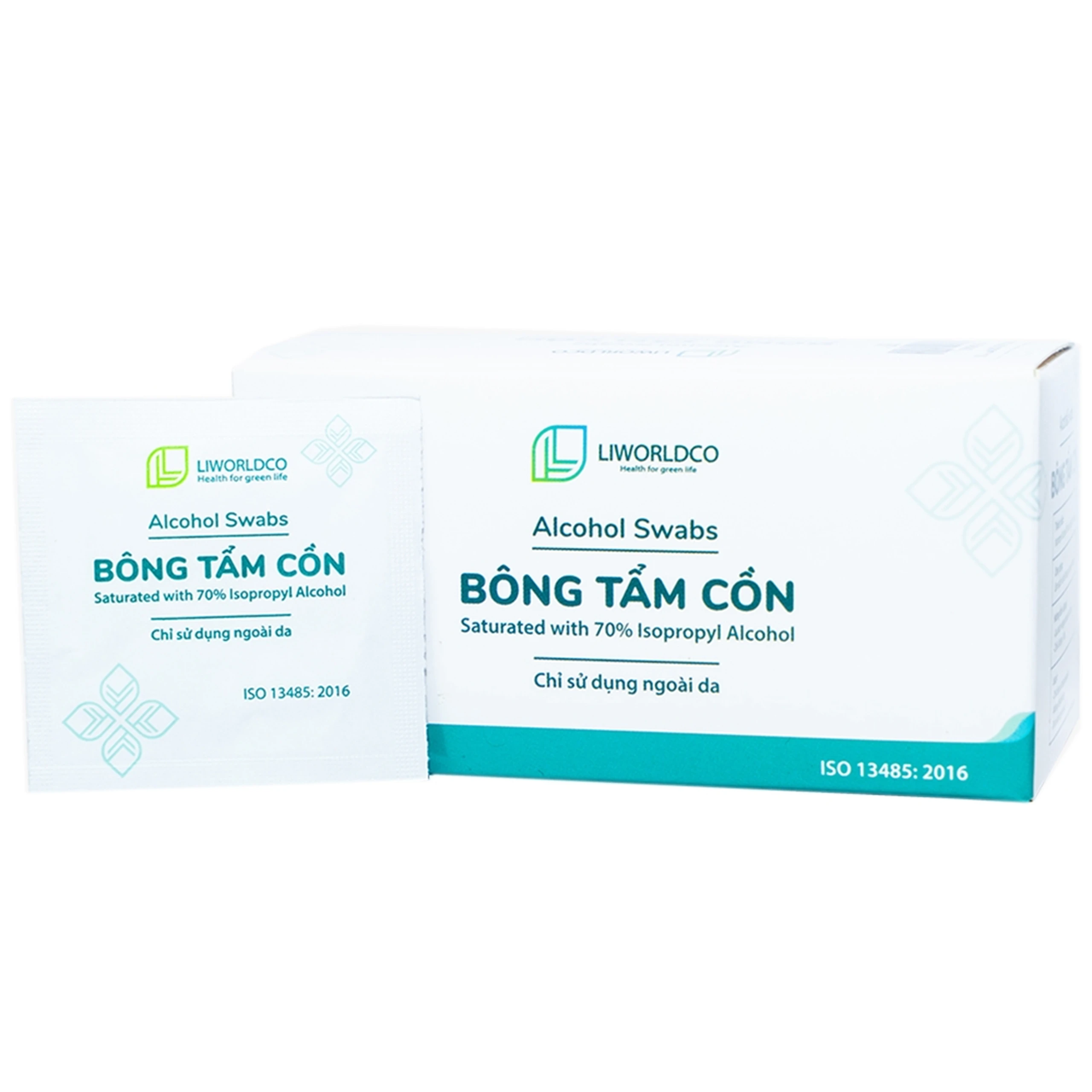 Bông tẩm cồn Alcohol Swabs Liworldco (100 miếng) làm sạch và khử trùng da trước khi tiêm