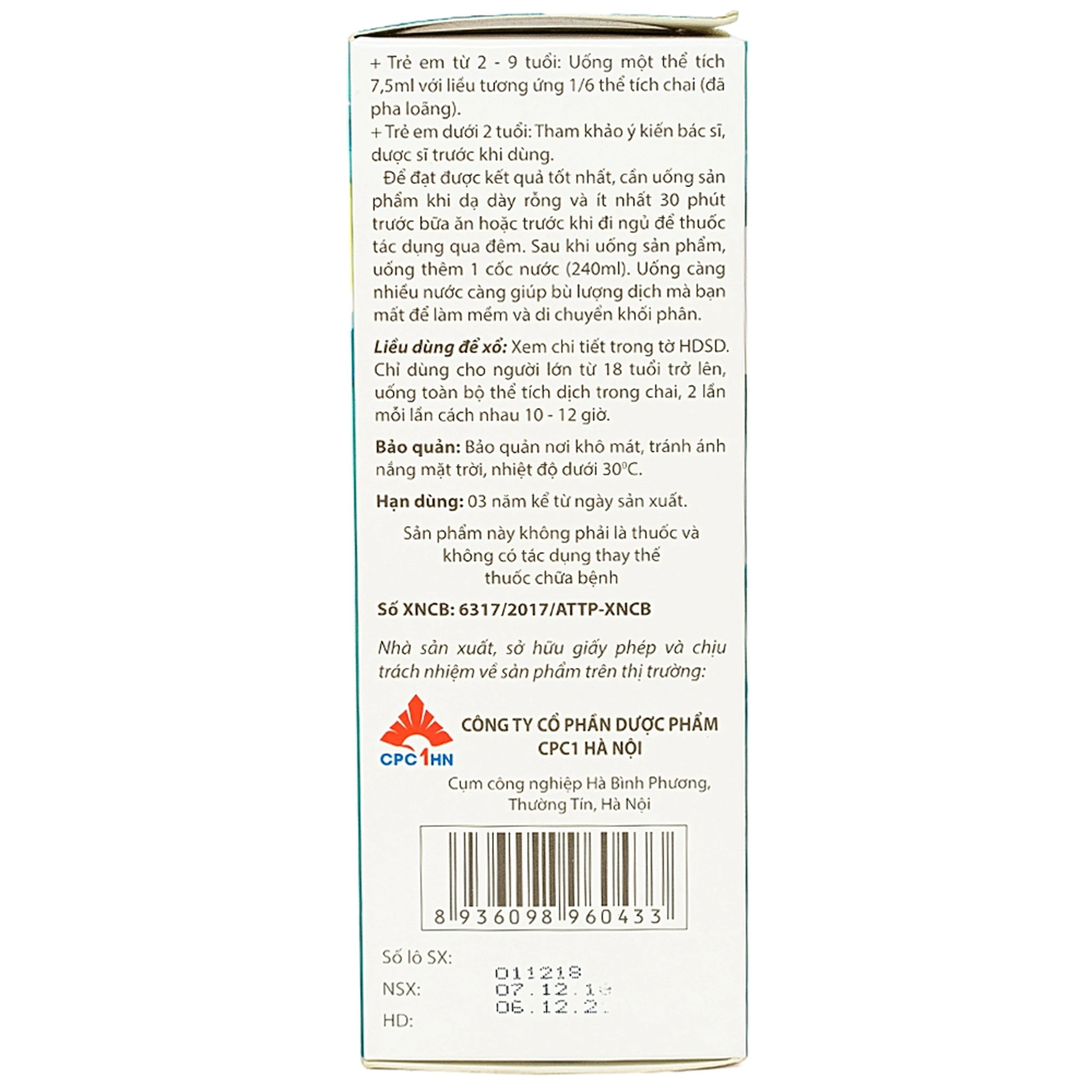 Dung dịch Golistin-Soda CPC1 làm sạch phân trước khi phẫu thuật, chụp X-quang, nội soi (45ml)