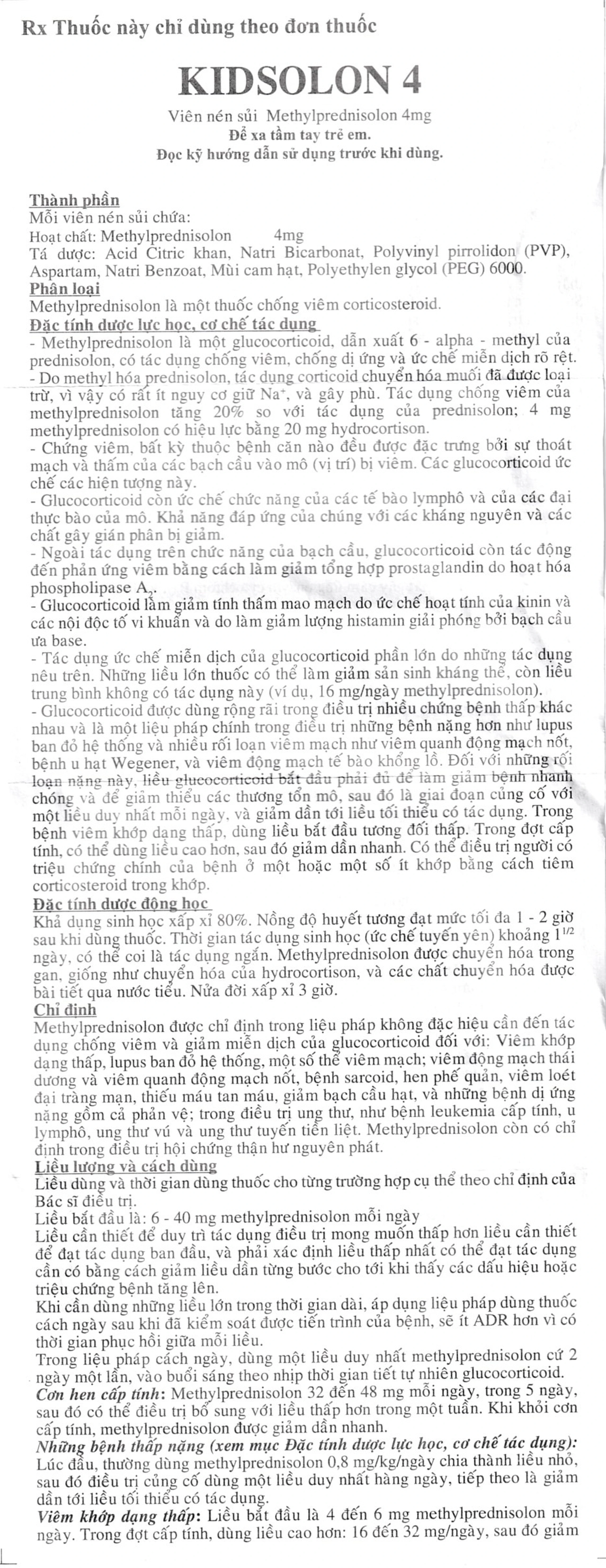 Viên sủi Kidsolon 4 USP chống viêm, chống dị ứng, ức chế miễn dịch (5 vỉ x 10 viên)
