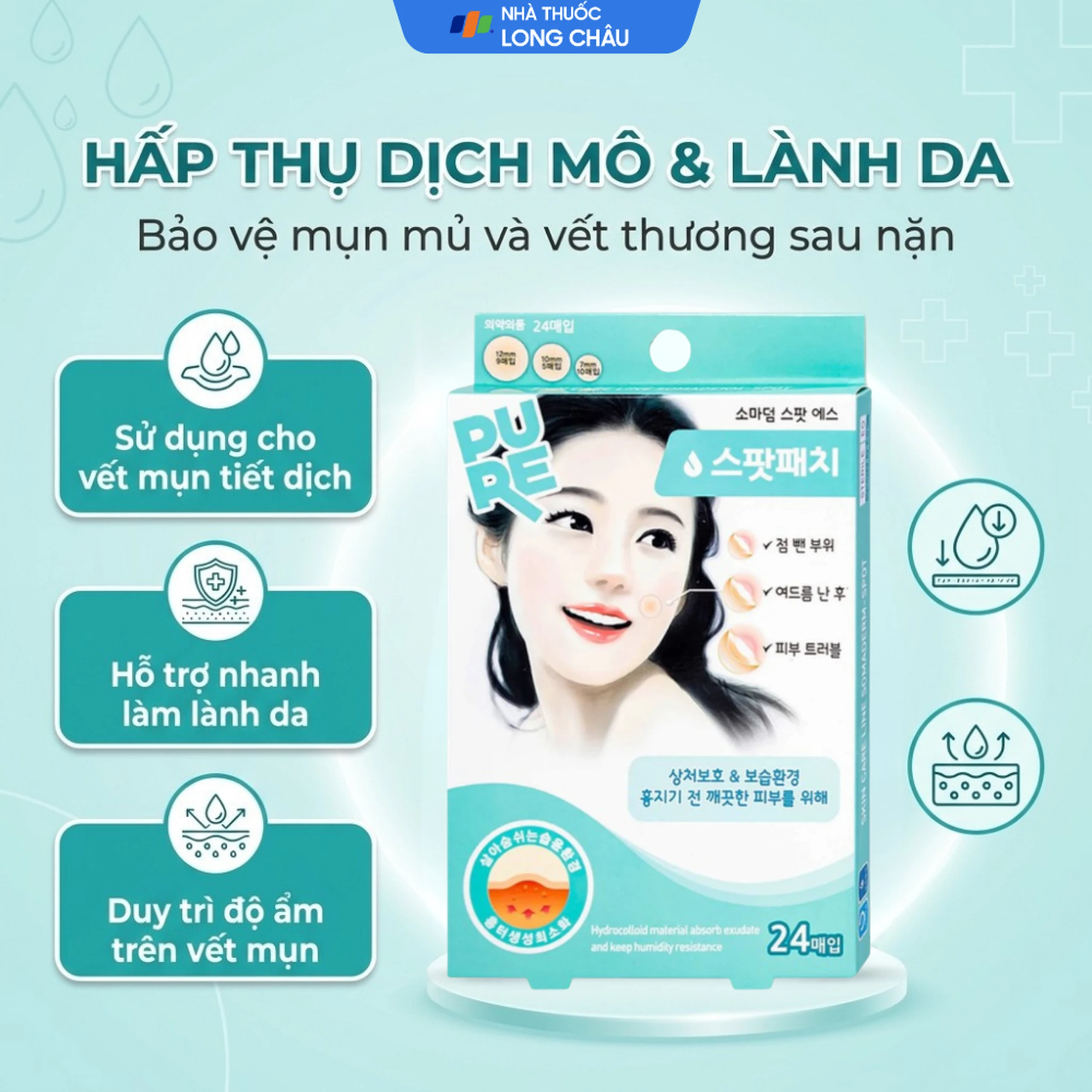 Miếng dán mụn Somaderm Spot (24 miếng) hút mụn, làm lành vết thương sau mụn 2