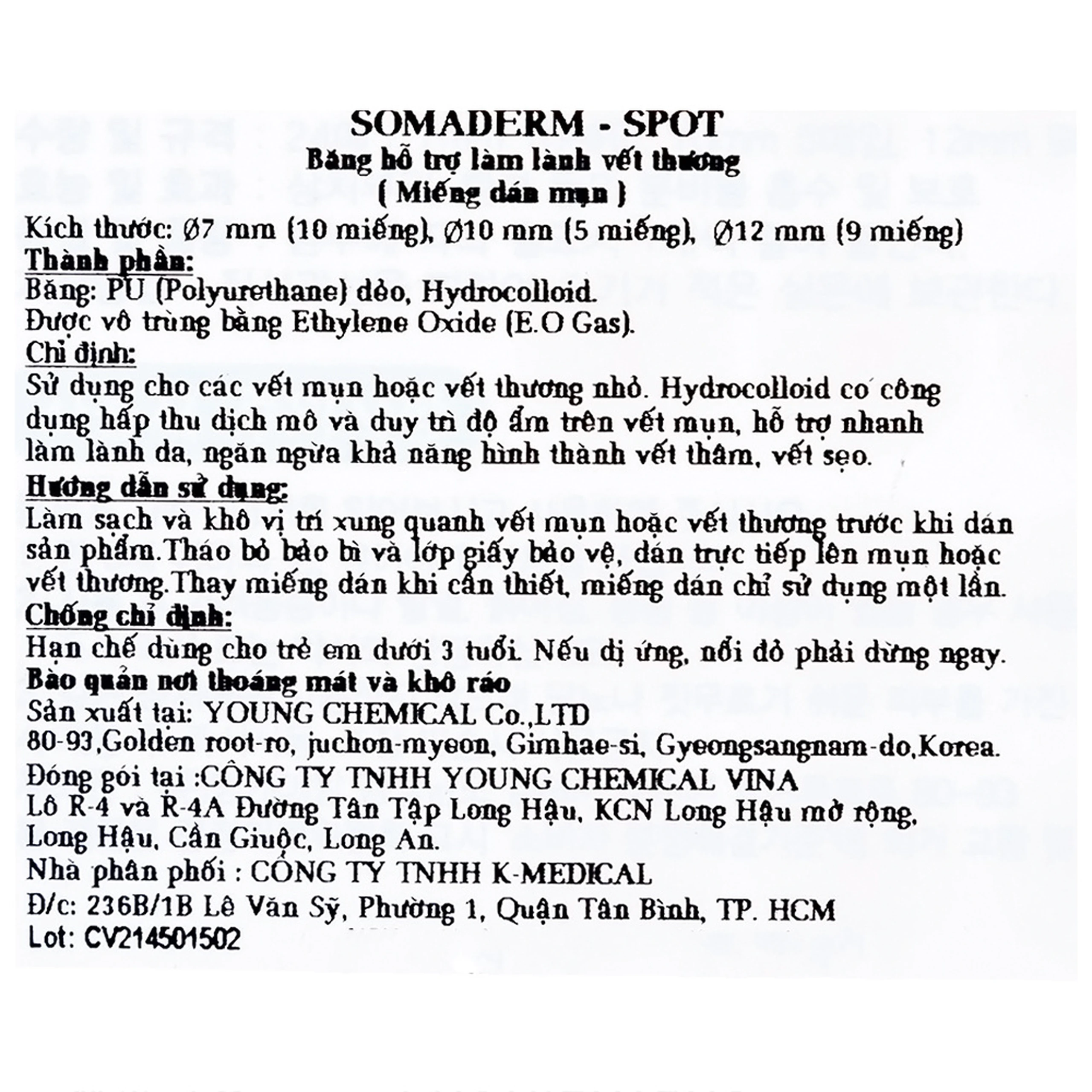 Miếng dán mụn Somaderm Spot (24 miếng) hút mụn, làm lành vết thương sau mụn 