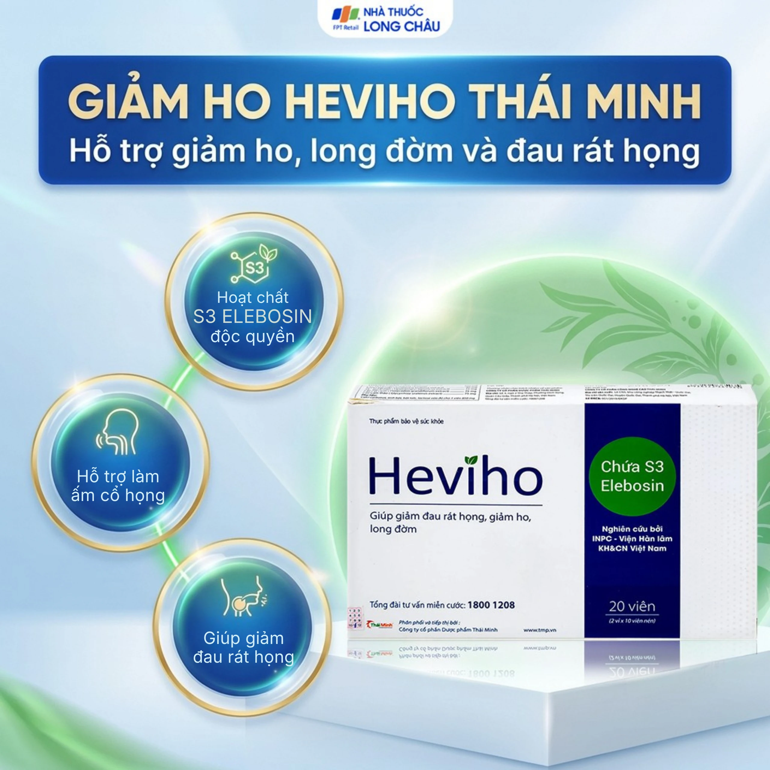 Viên uống giảm ho long đờm Heviho Thái Minh (2 vỉ x 10 viên) 2