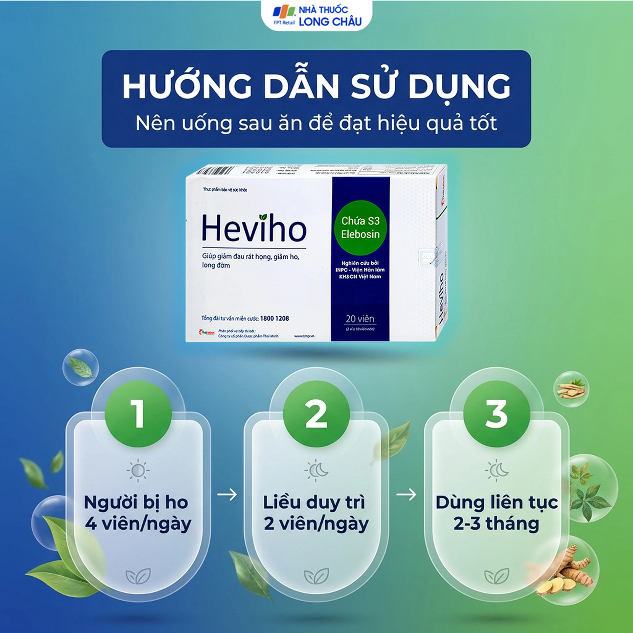 Viên uống giảm ho long đờm Heviho Thái Minh (2 vỉ x 10 viên) 5