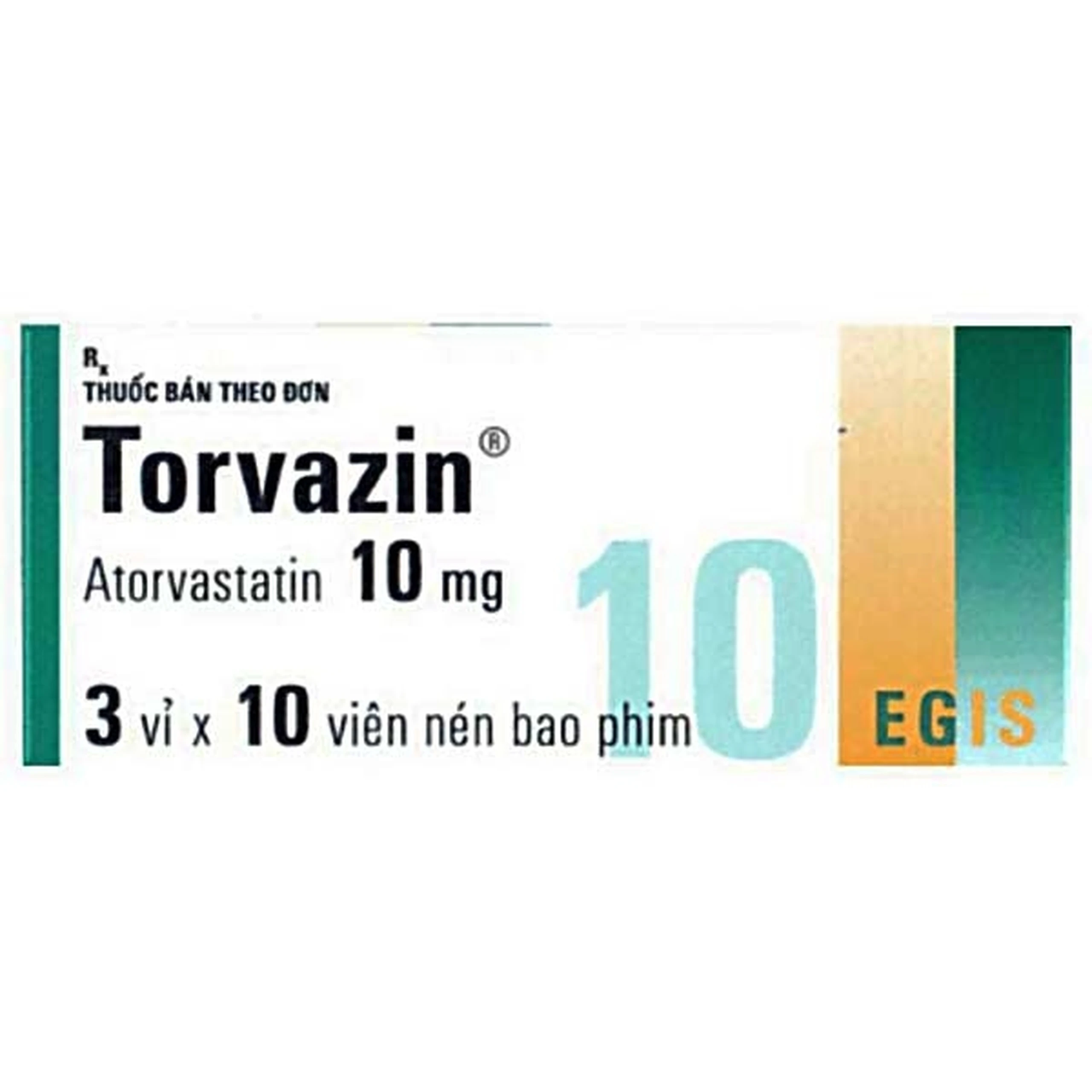 Thuốc Torvazin 10mg Egis điều trị tăng cholesterol máu, ngừa bệnh tim mạch (3 vỉ x 10 viên) 1