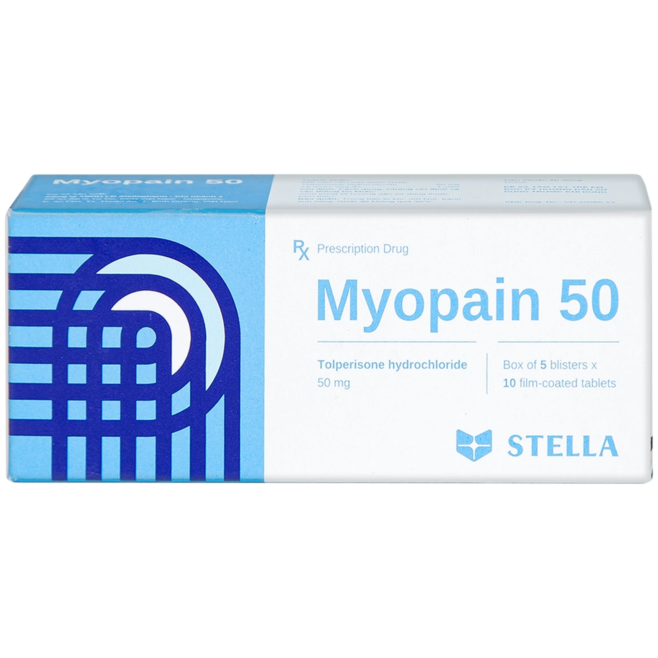 Thuốc Myopain 50 Stella điều trị chứng co cứng cơ sau đột quỵ (5 vỉ x 10 viên)