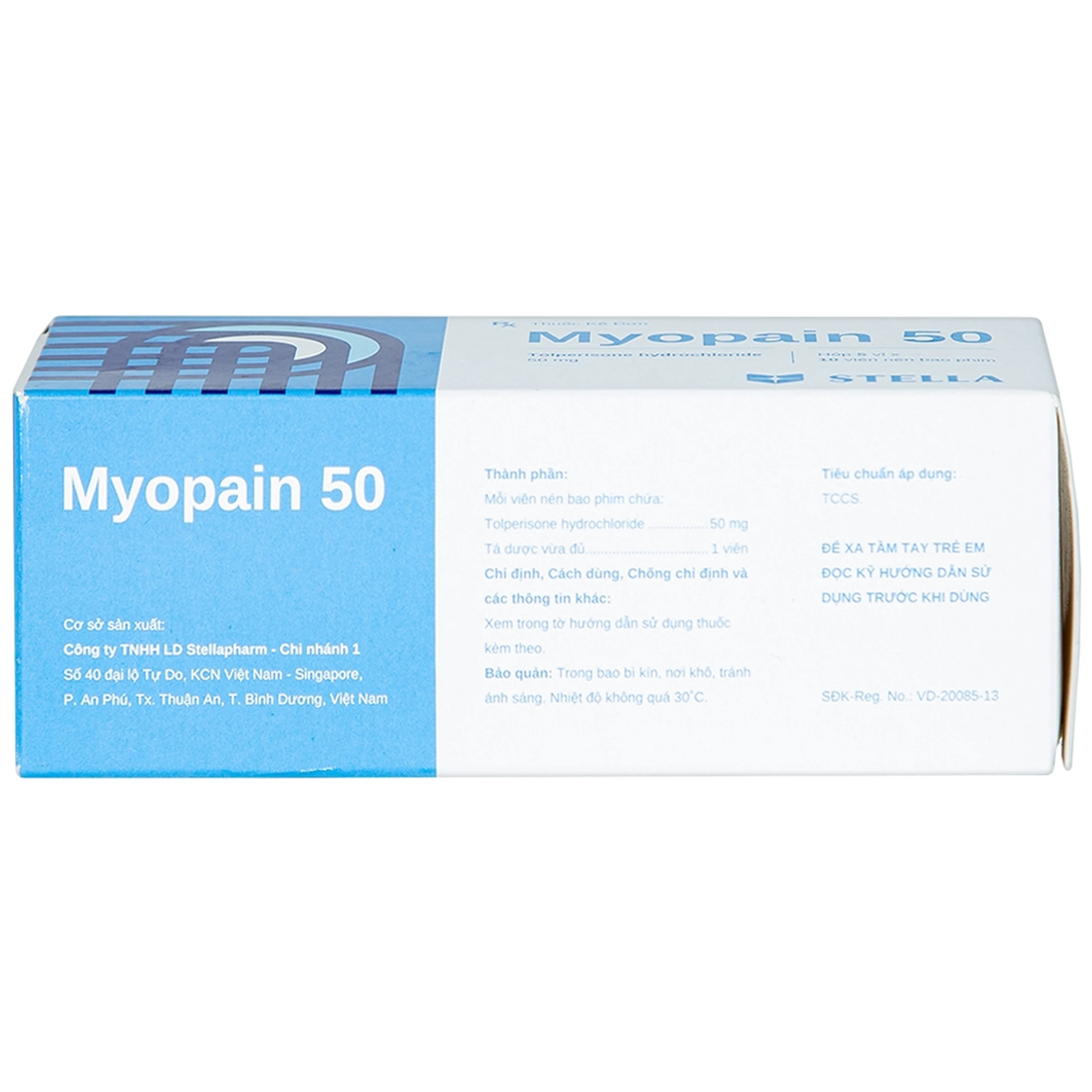 Thuốc Myopain 50 Stella điều trị chứng co cứng cơ sau đột quỵ (5 vỉ x 10 viên)