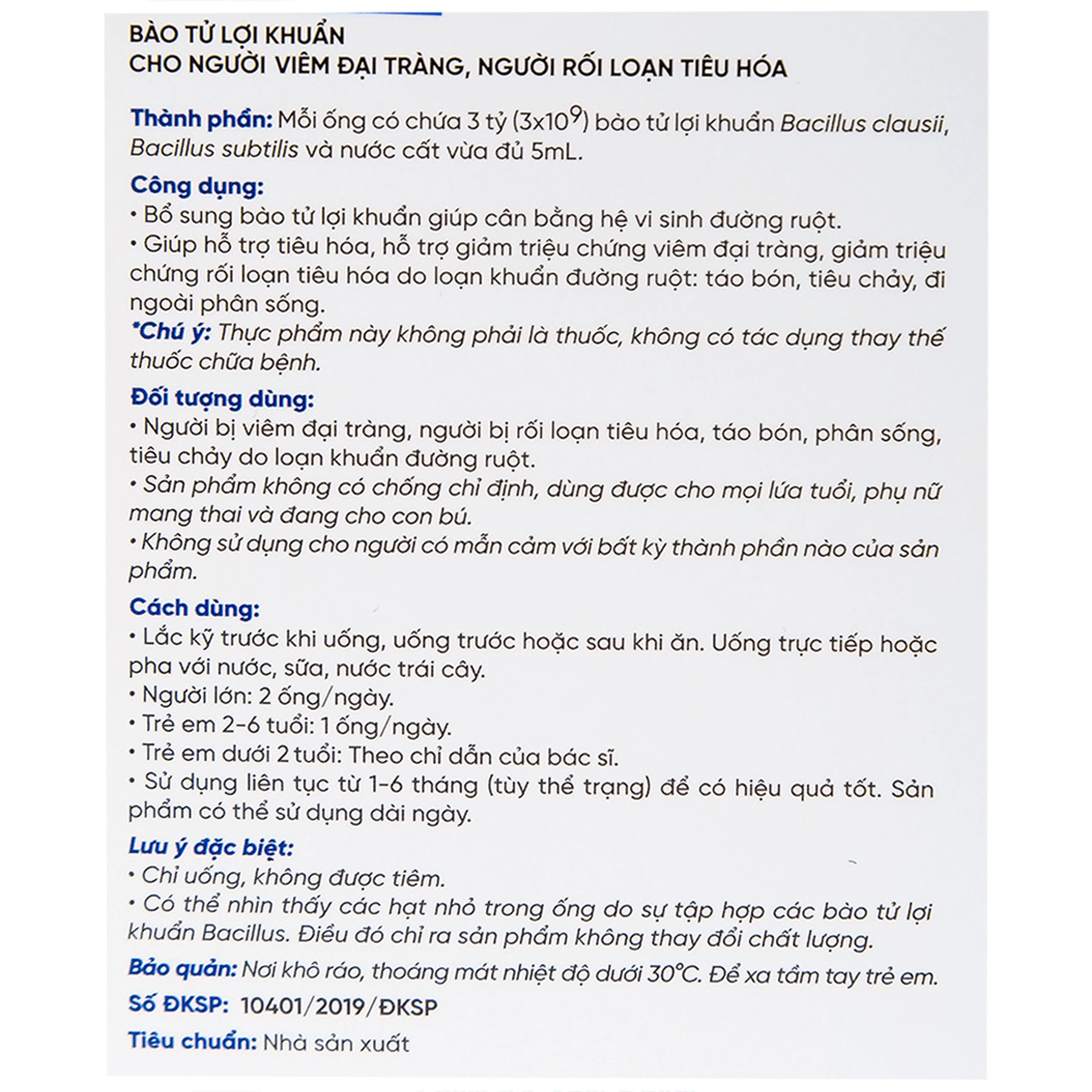 Bào tử lợi khuẩn cho người viêm đại tràng, rối loạn tiêu hóa LiveSpo Colon(20 ống x 5ml)