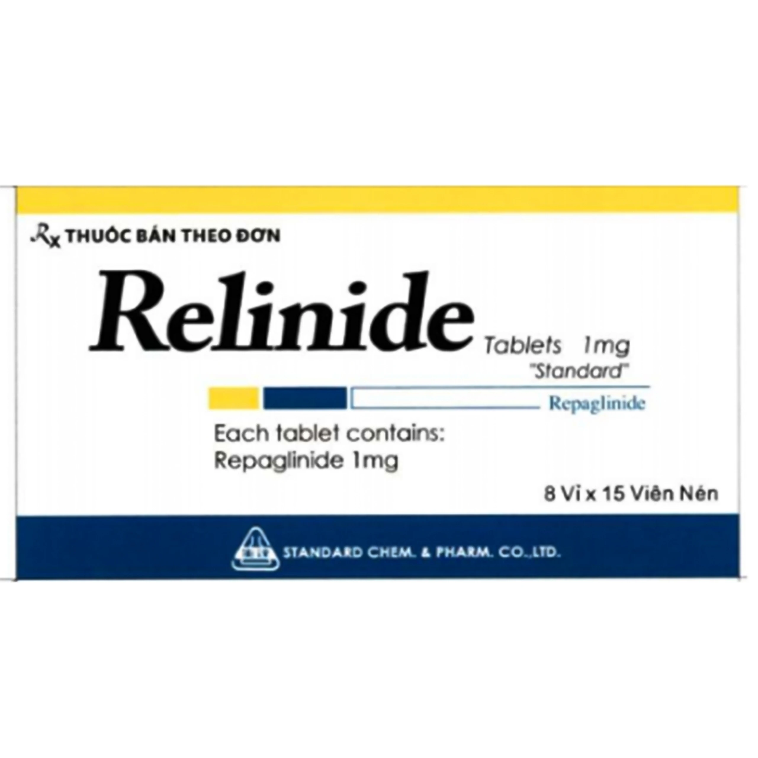 Thuốc Relinide 1mg Standard Chem & Pharm điều trị đái tháo đường típ 2 (8 vỉ x 15 viên)