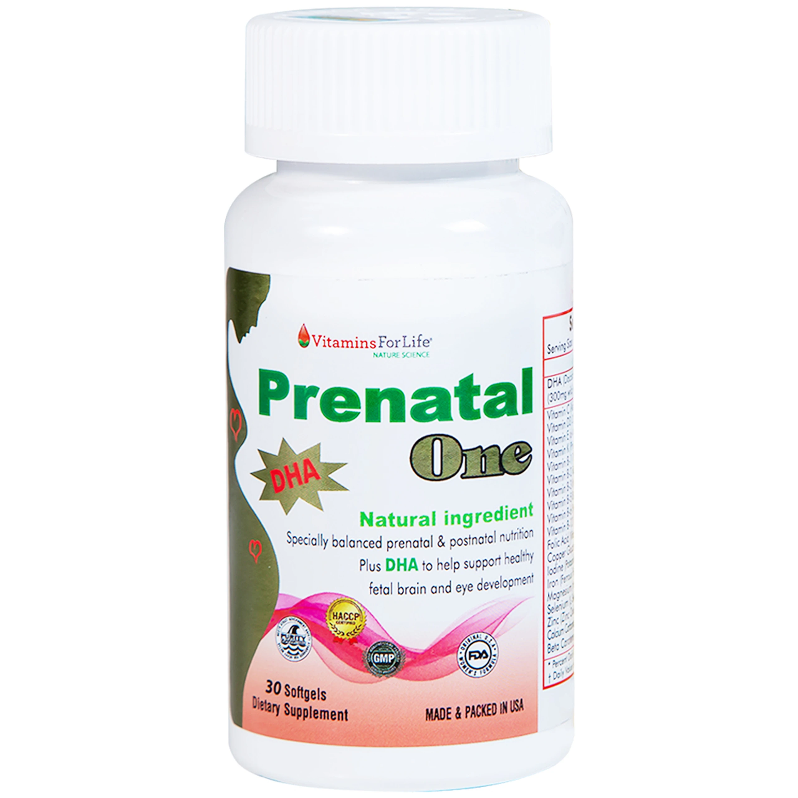 Viên uống cung cấp DHA, Vitamin và khoáng chất cho phụ nữ mang thai và sau sinh Prenatal One Vitamins For Life (30 viên)