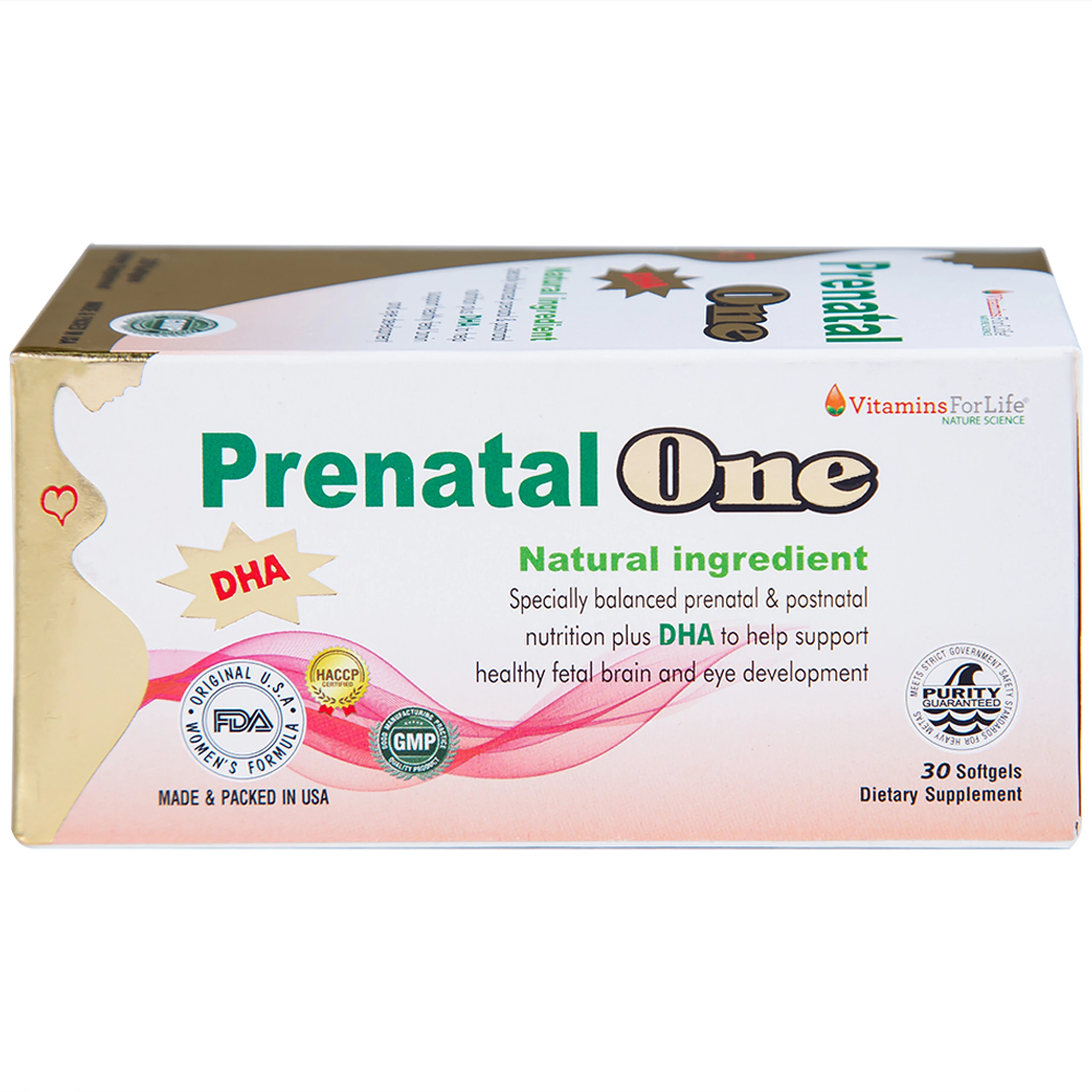 Viên uống cung cấp DHA, Vitamin và khoáng chất cho phụ nữ mang thai và sau sinh Prenatal One Vitamins For Life (30 viên)