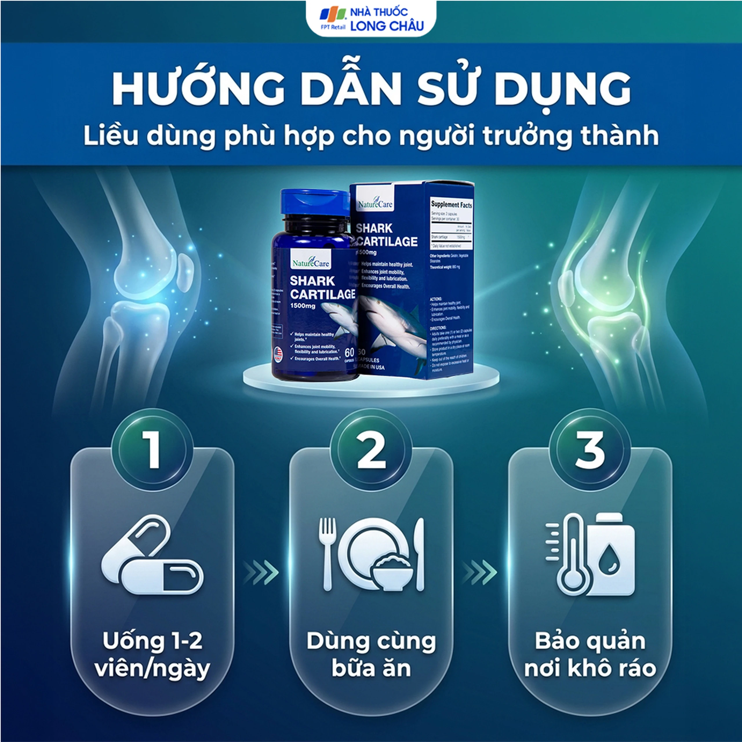 Viên uống hỗ trợ bôi trơn khớp, duy trì sức khỏe của khớp Shark Cartilage NatureCare (60 viên) 5