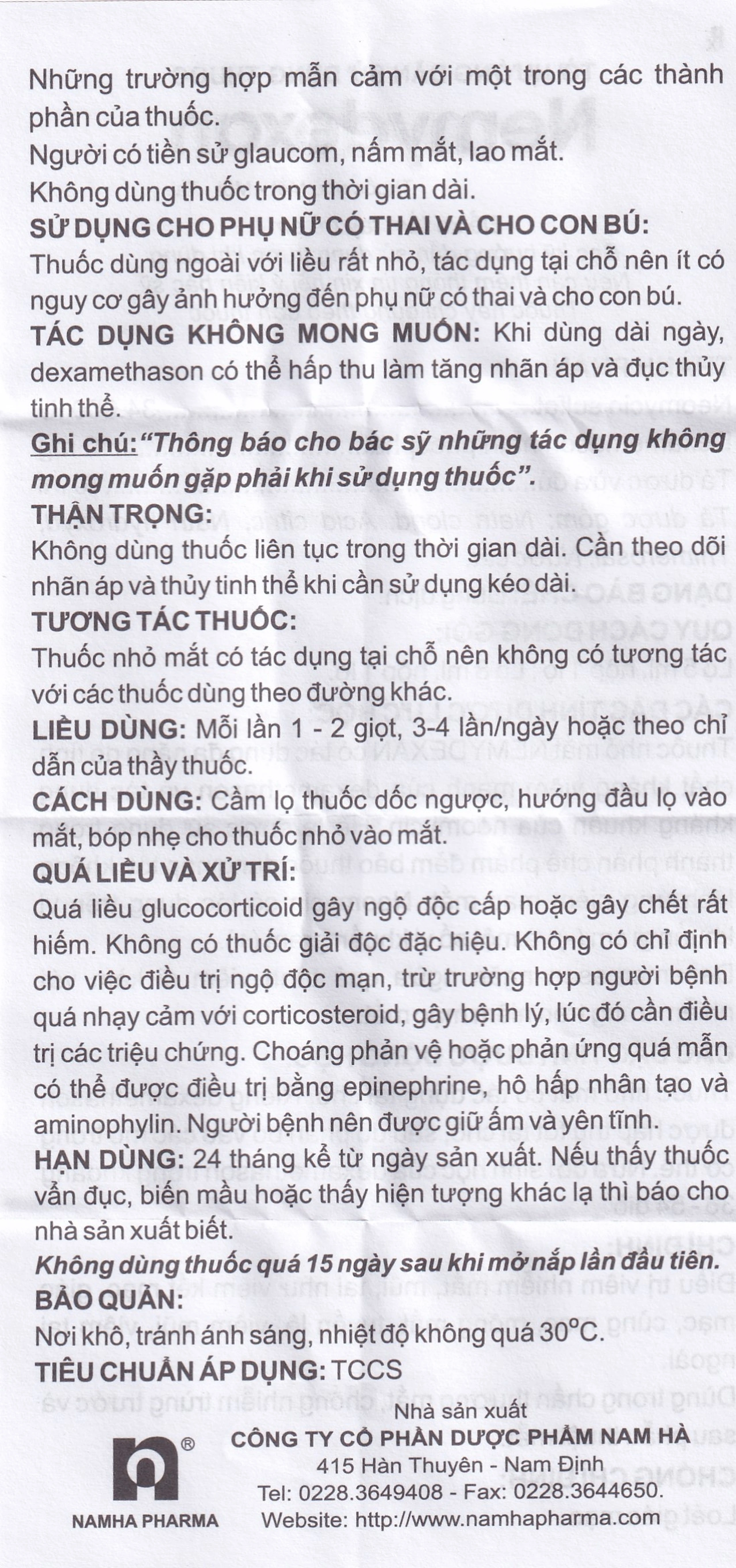 Thuốc nhỏ mắt mũi tai Nemydexan Nam Hà điều trị viêm kết mạc, viêm mũi, viêm tai ngoài (8ml)