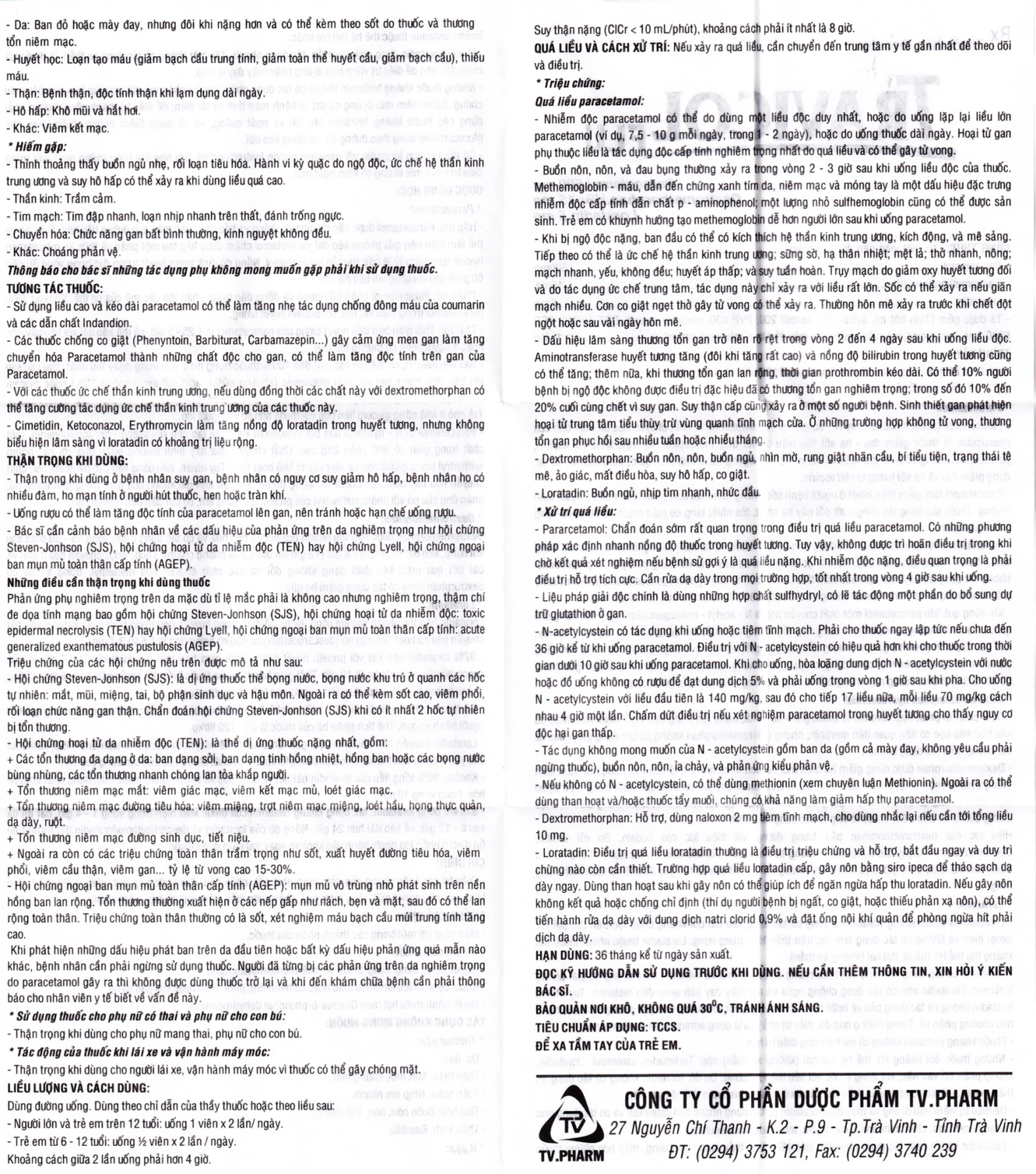 Thuốc Travicol Flu TV.Pharm giảm nhanh các triệu chứng do cảm cúm (10 vỉ x 10 viên)