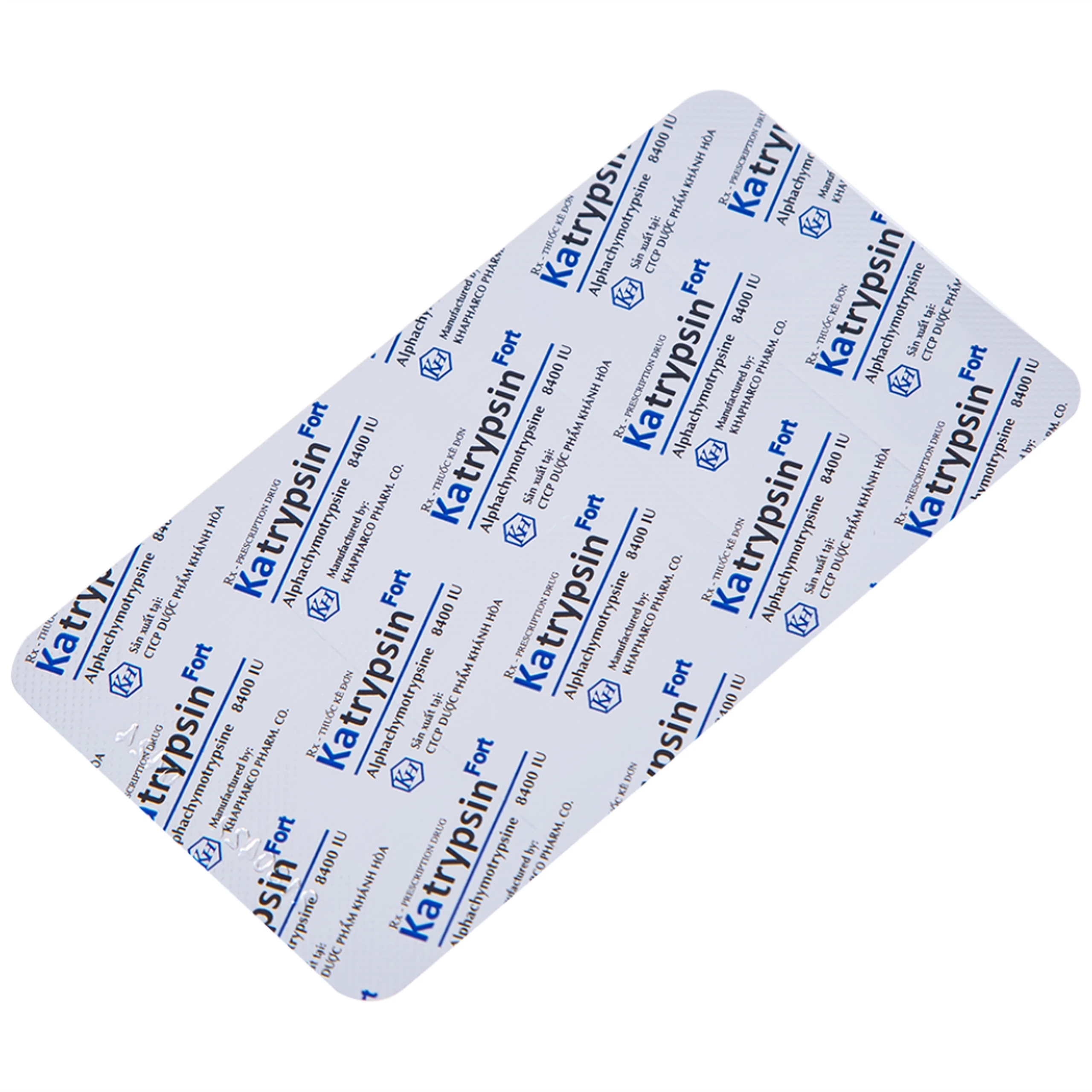 Viên nén Katrypsin Fort 8400IU Khapharco điều trị phù nề sau chấn thương, sau mổ (10 vỉ x 10 viên)