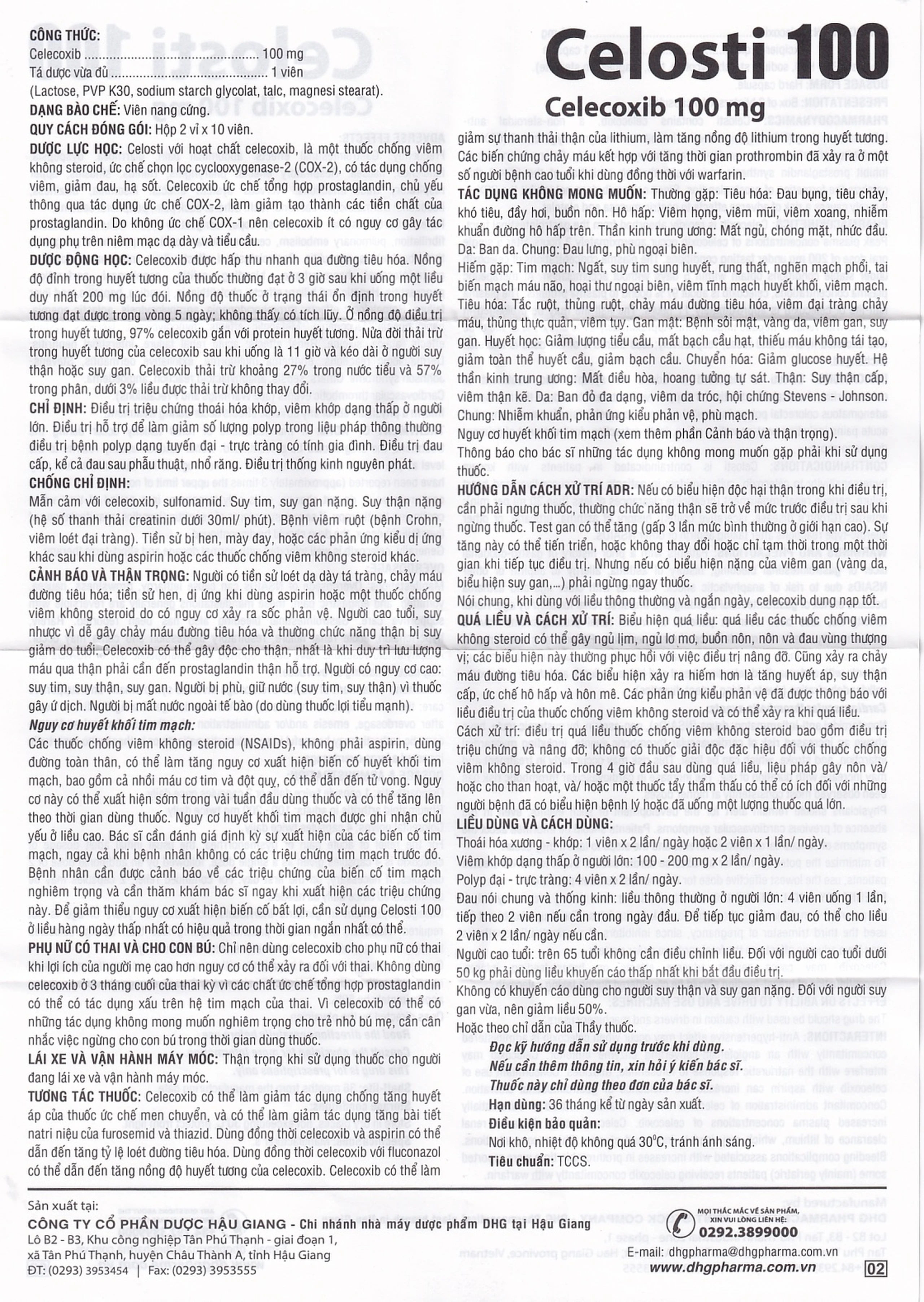 Thuốc Celosti 100 điều trị thoái hóa khớp, viêm khớp dạng thấp (2 vỉ x 10 viên)