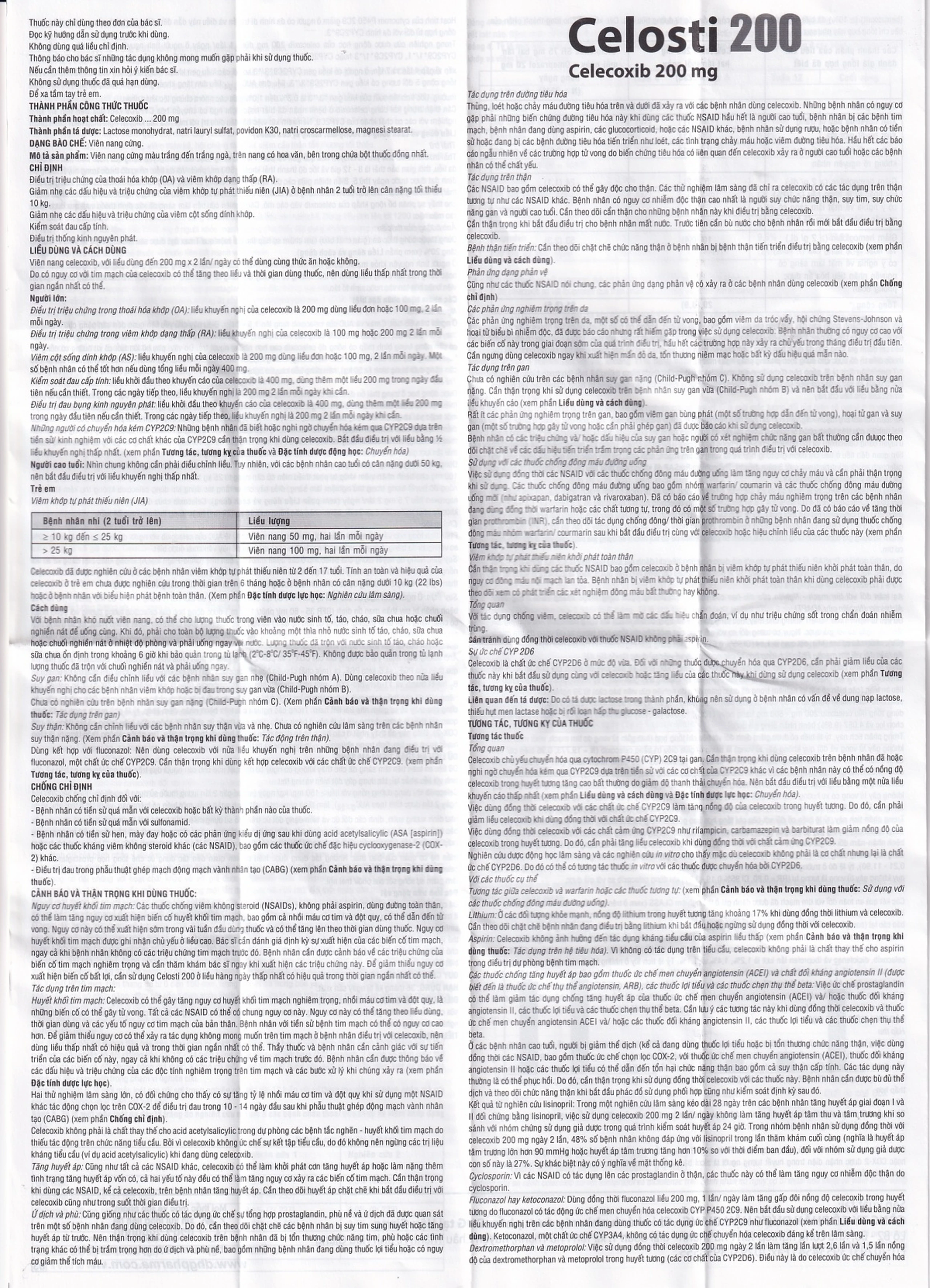 Thuốc Celosti 200 DHG điều trị thoái hóa khớp, viêm khớp dạng thấp (2 vỉ x 10 viên)