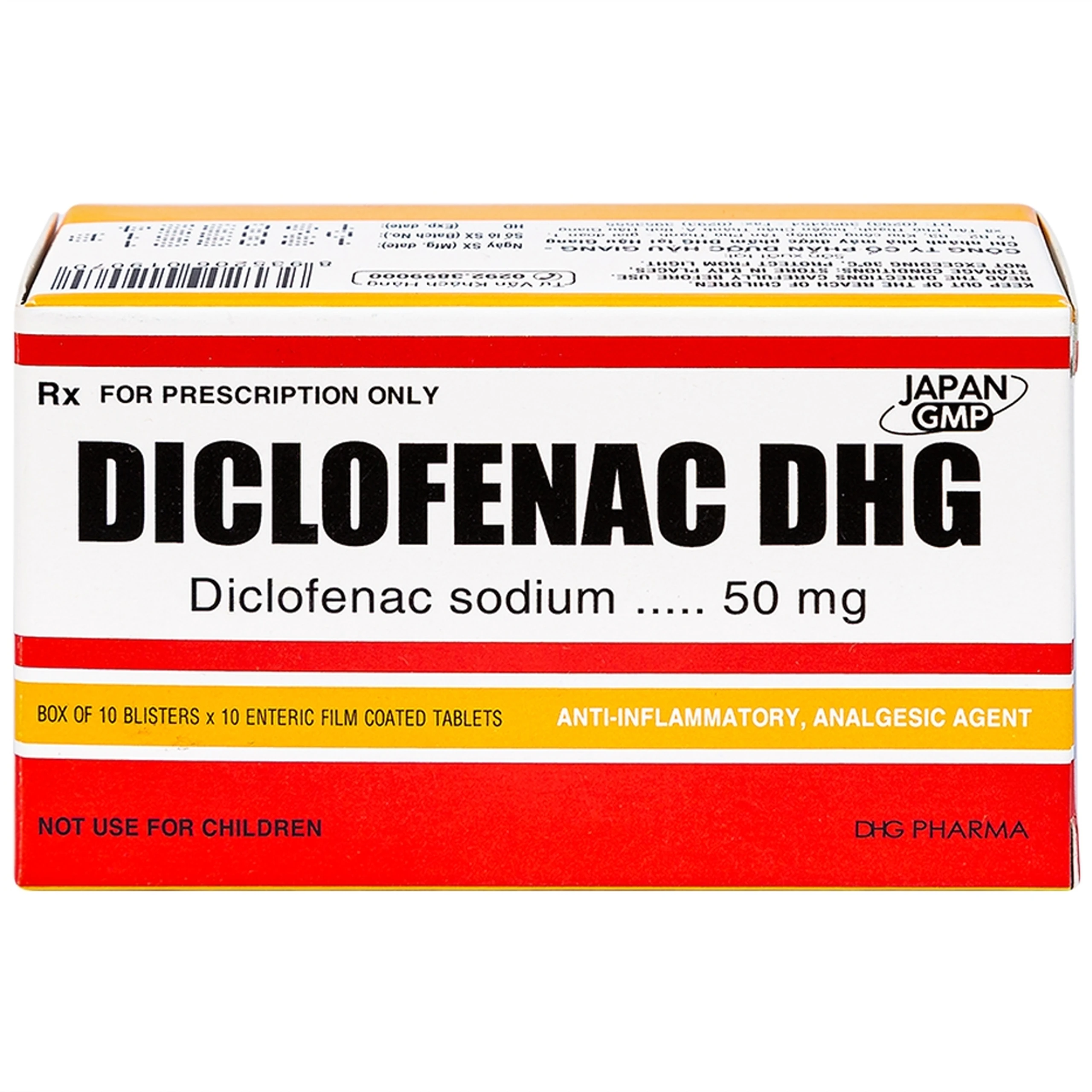 Thuốc Diclofenac DHG điều trị viêm, đau trong rối loạn cơ xương khớp (10 vỉ x 10 viên)