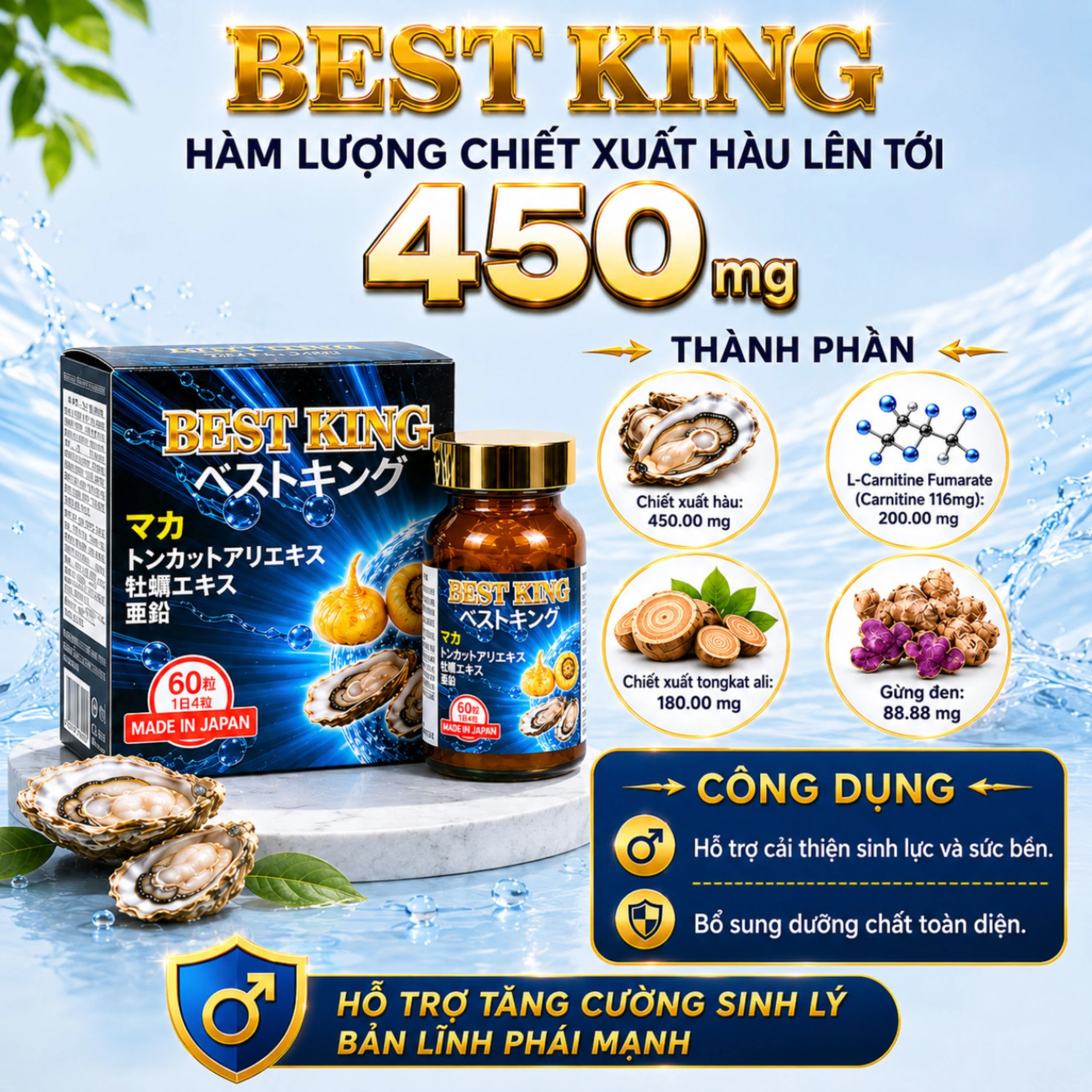 Viên uống hỗ trợ tăng cường sinh lý và tăng khả năng sinh sản ở nam giới Best King Jpanwell (60 viên) 4