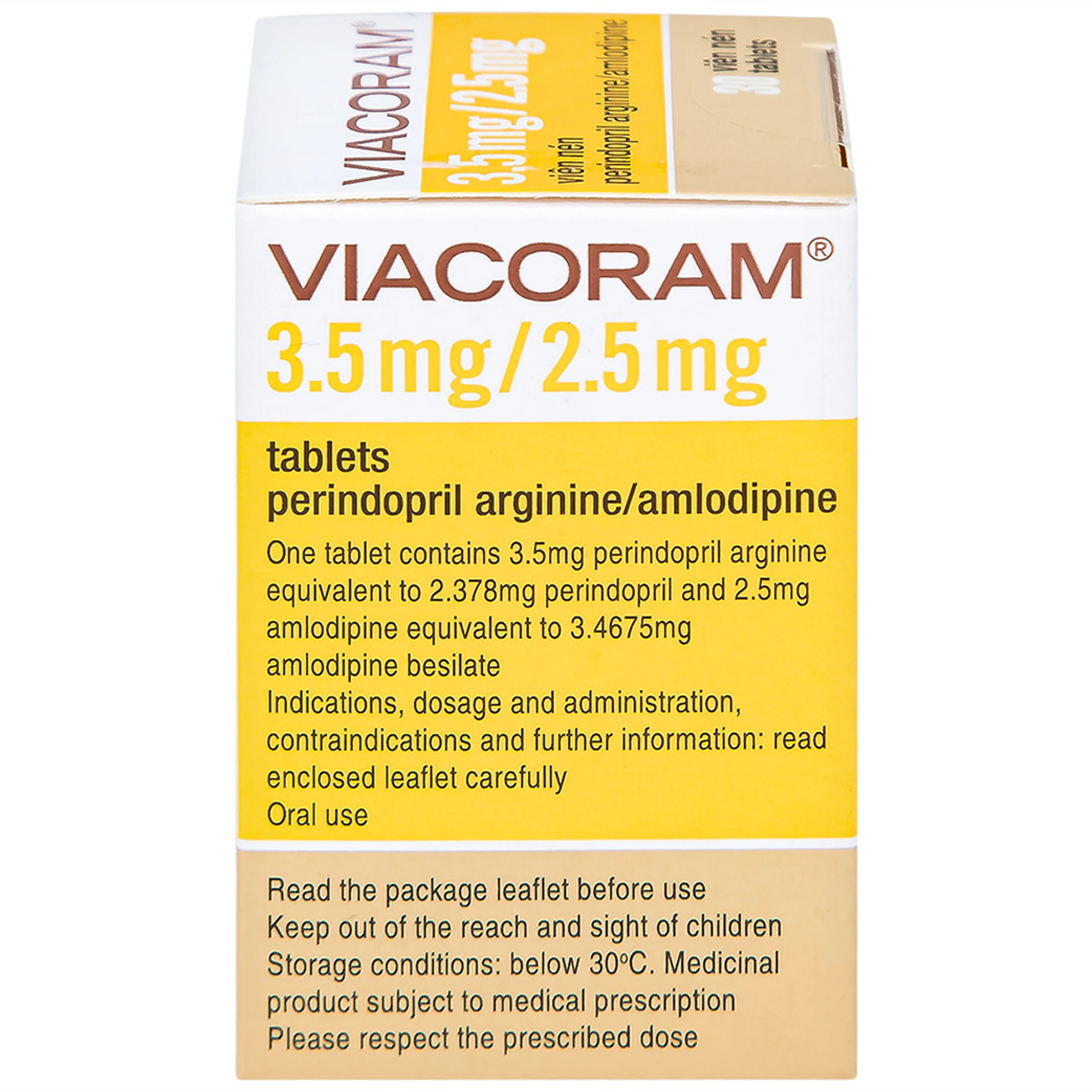 Thuốc Viacoram 3.5mg/2.5mg Servier điều trị tăng huyết áp vô căn (30 viên)