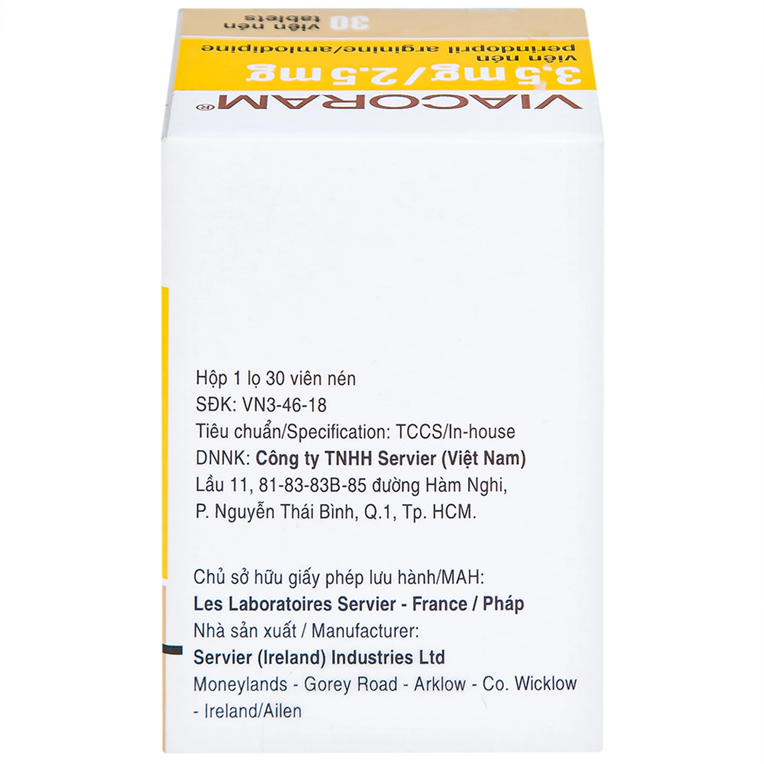 Thuốc Viacoram 3.5mg/2.5mg Servier điều trị tăng huyết áp vô căn (30 viên)