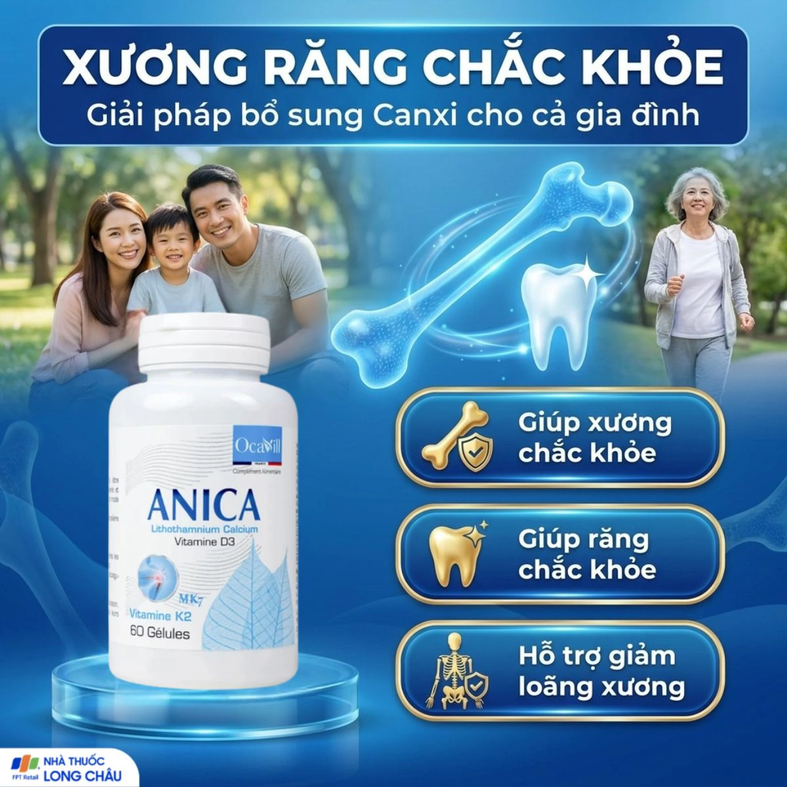 Viên uống bổ sung Canxi và Vitamin D3, K2, giúp xương răng chắc khỏe Anica Ocavill (60 viên) 3