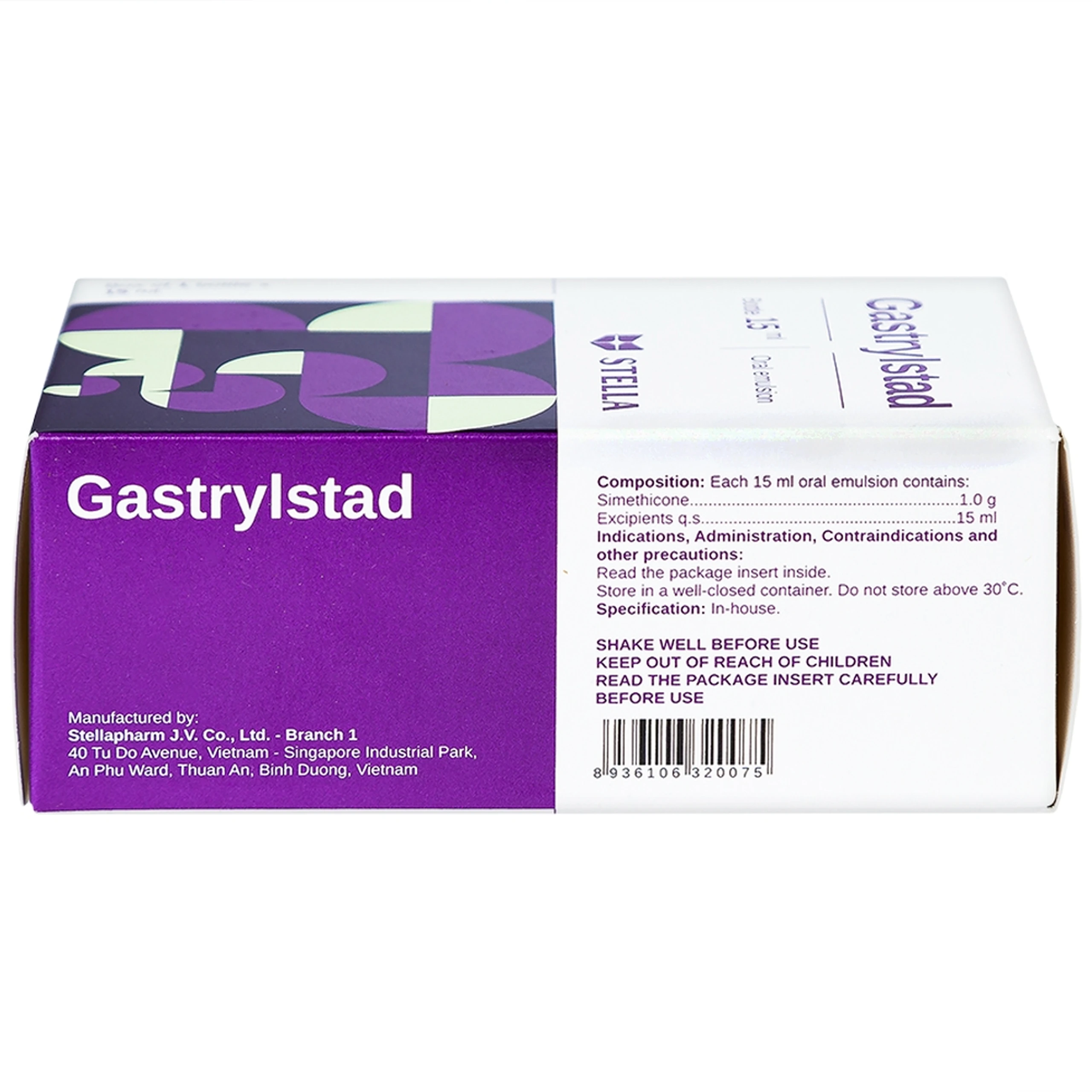 Hỗn dịch Gastrylstad Stella điều trị khó tiêu, trào ngược dạ dày, thực quản (15ml)