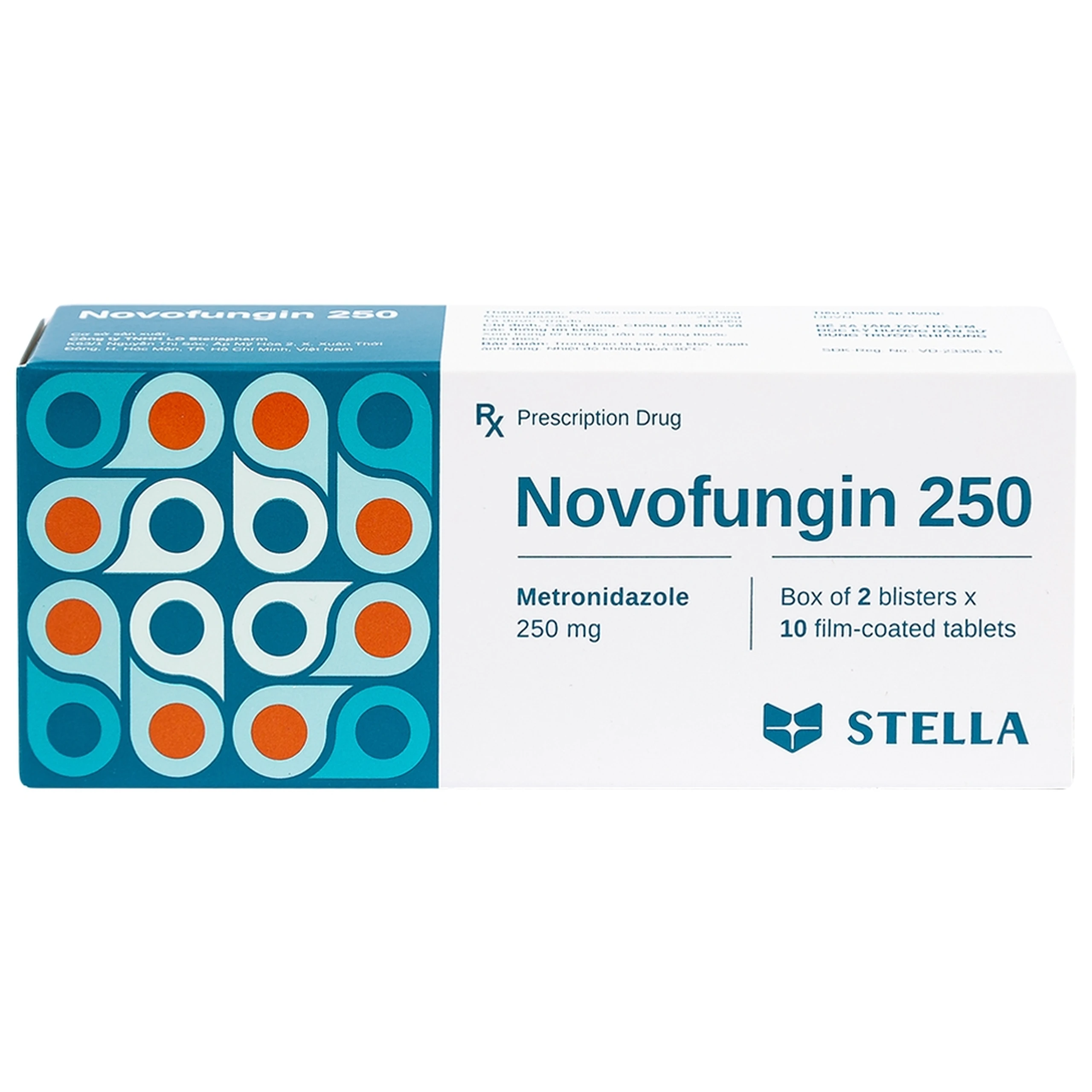 Thuốc Novofungin 250 Stella điều trị và phòng ngừa nhiễm khuẩn kỵ khí (2 vỉ x 10 viên)