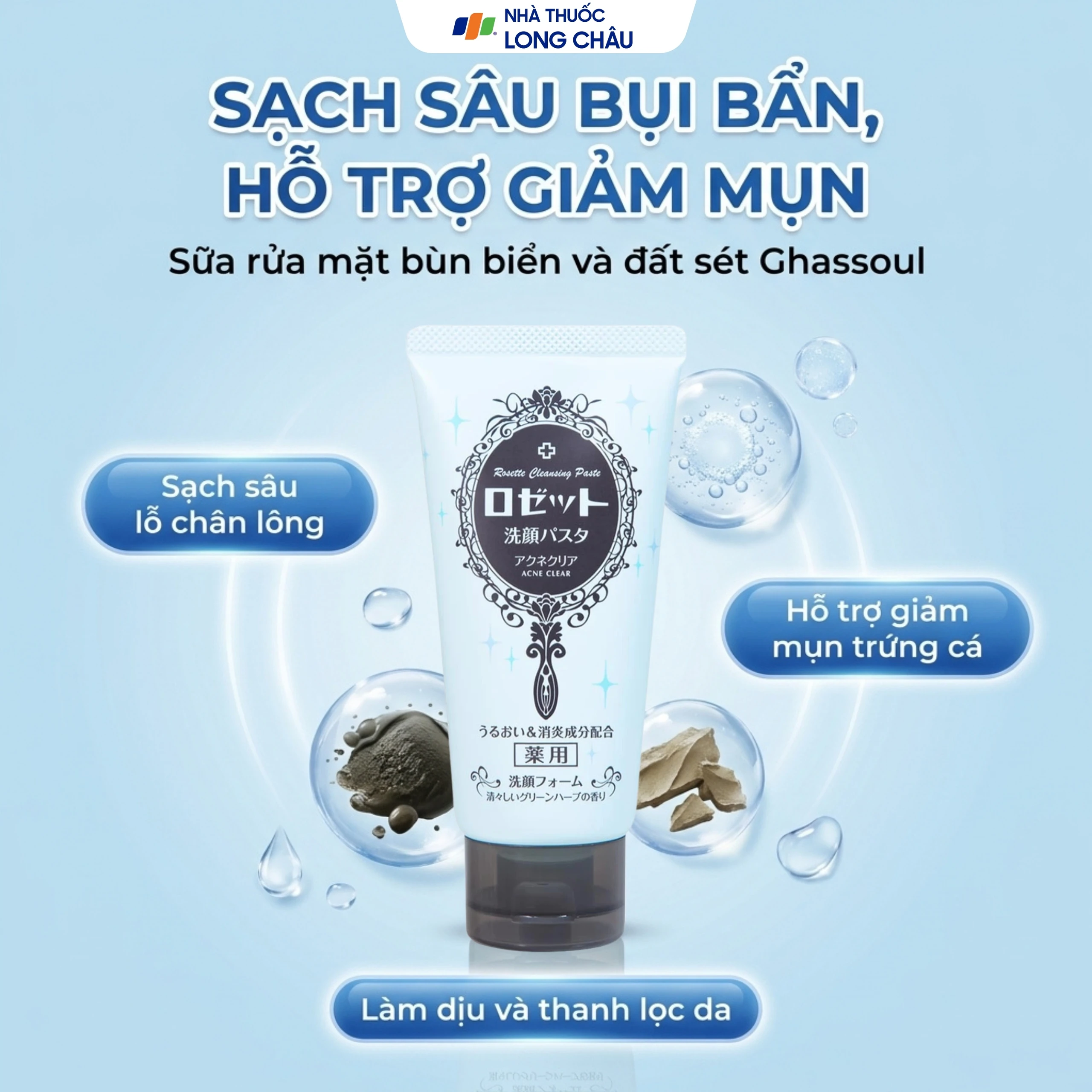 Sữa rửa mặt Rosette Acne Clear bùn biển giúp giảm mụn (120g) 2