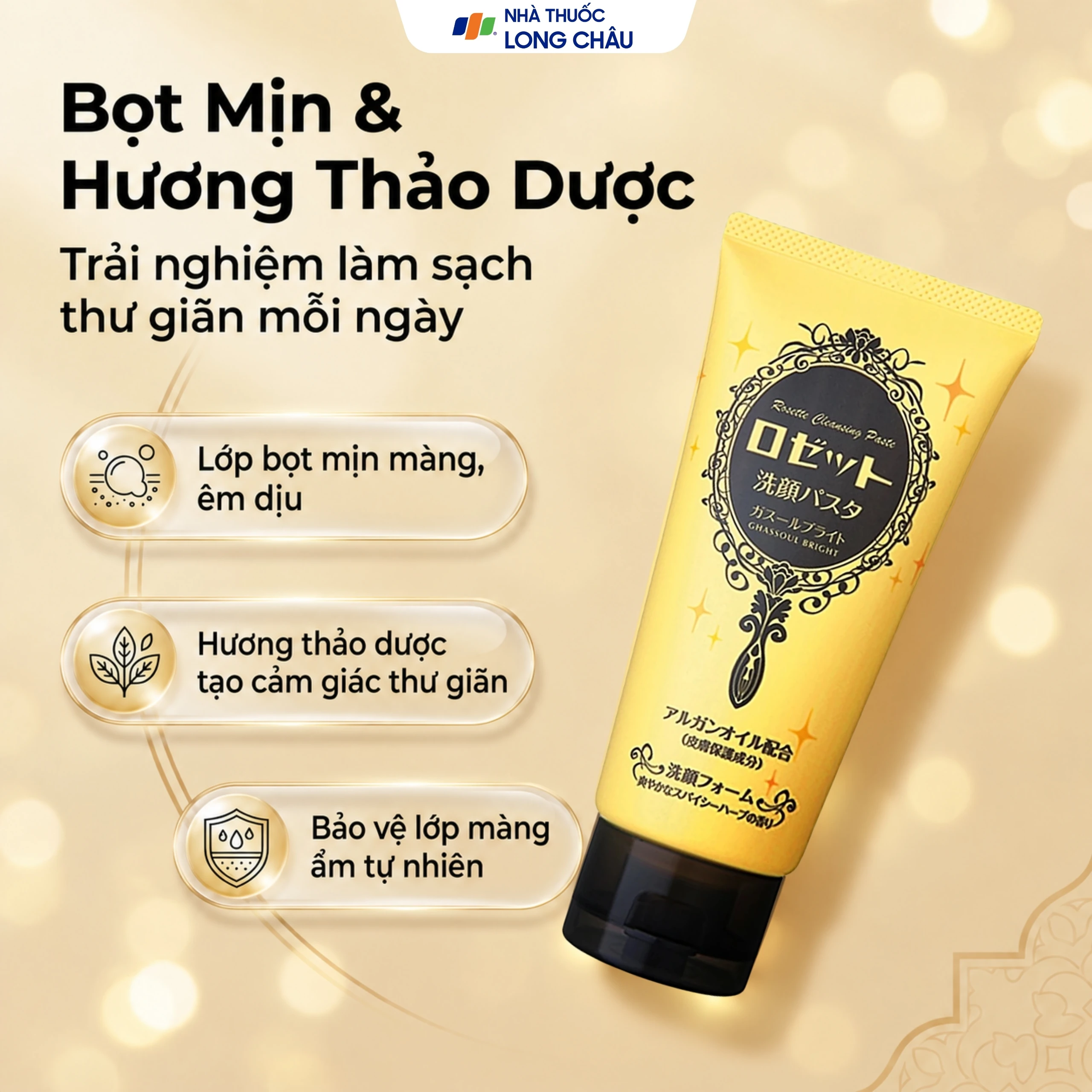 Sữa rửa mặt đất sét Rosette Ghassoul Bright giúp sáng da (120g) 5