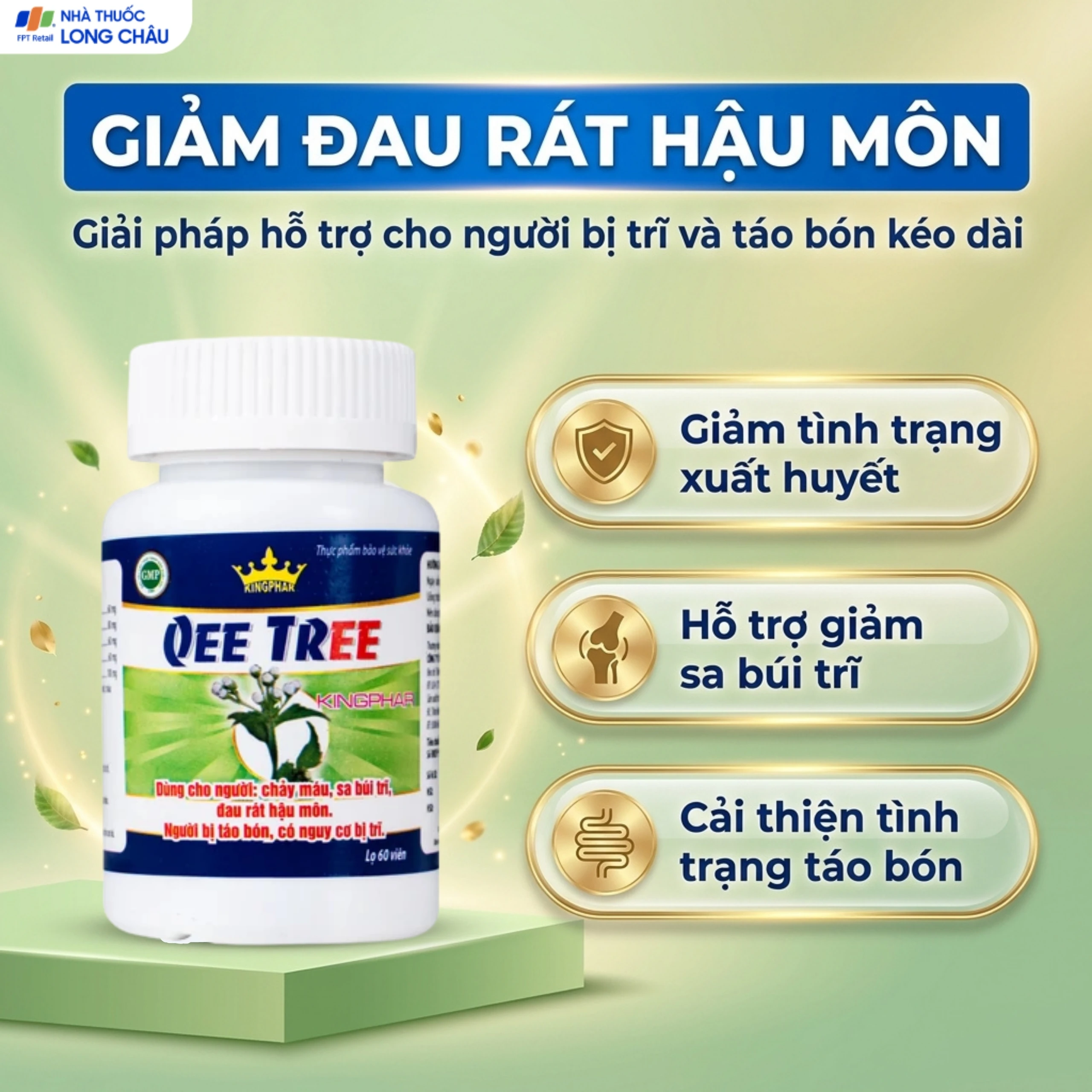 Viên uống hỗ trợ nhuận tràng, hạn chế nguy cơ bị trĩ Qee Tree Kingphar (60 viên) 4