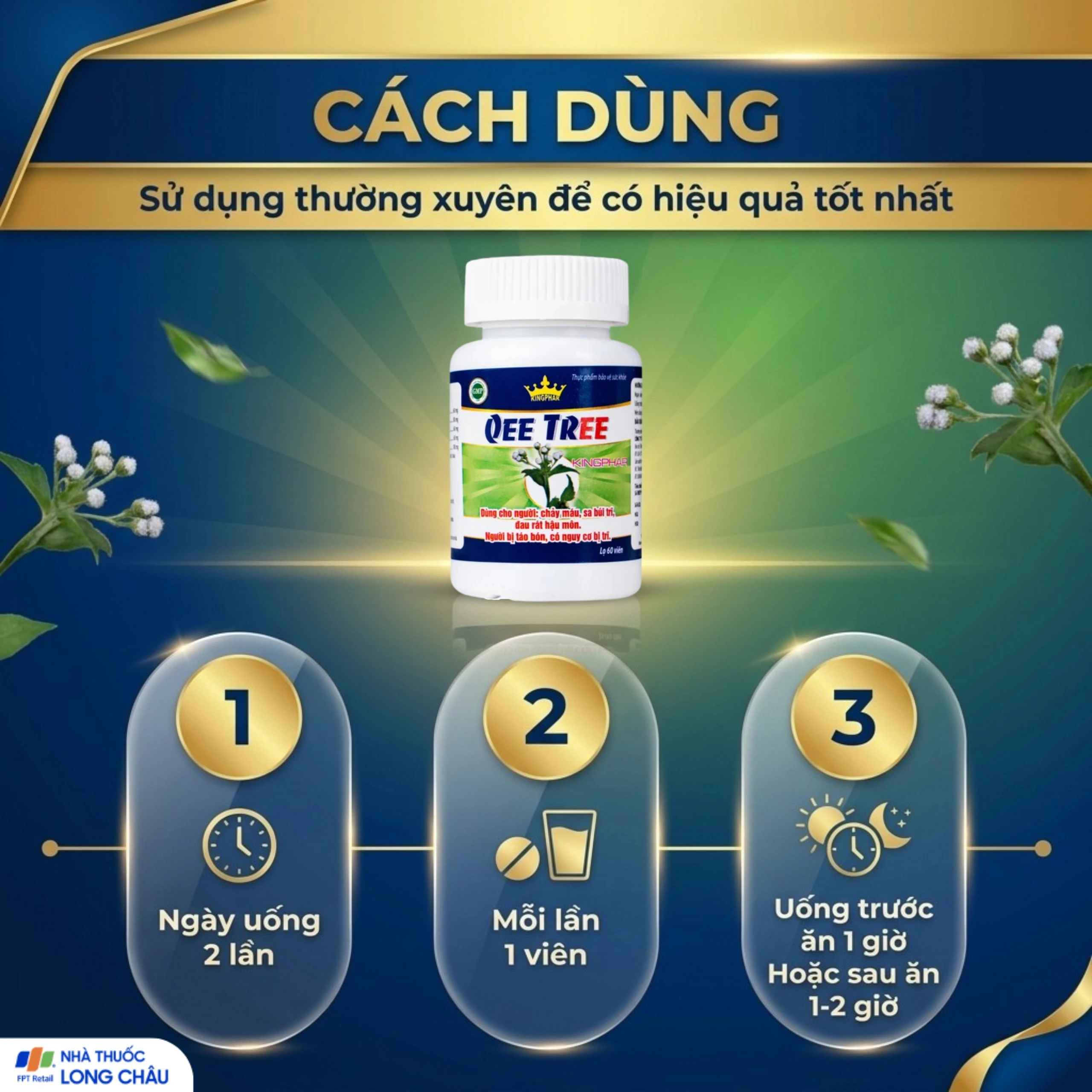 Viên uống hỗ trợ nhuận tràng, hạn chế nguy cơ bị trĩ Qee Tree Kingphar (60 viên) 5