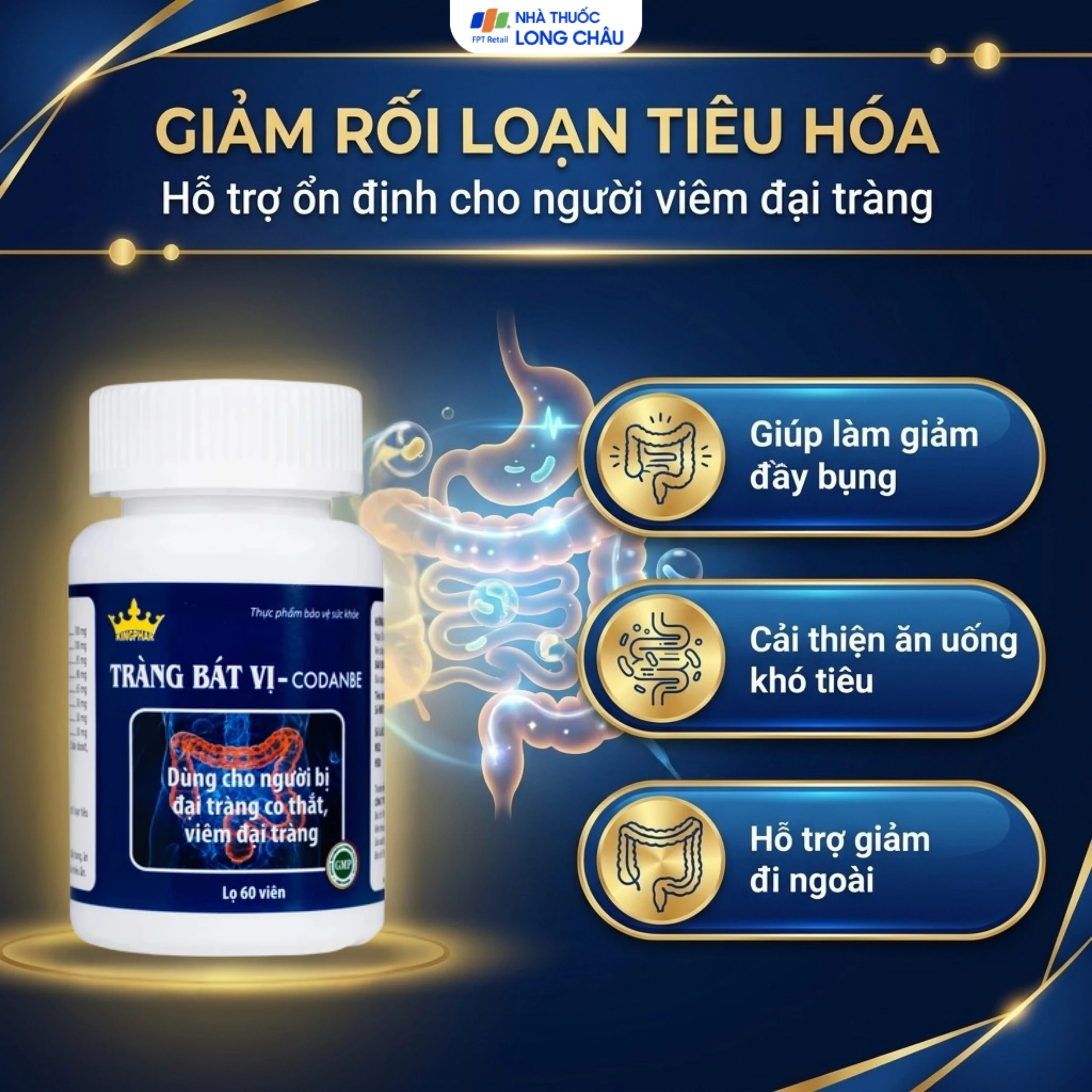 Viên uống hỗ trợ tăng cường tiêu hóa cho người viêm đại tràng Tràng Bát Vị-Codanbe Kingphar (60 viên) 3