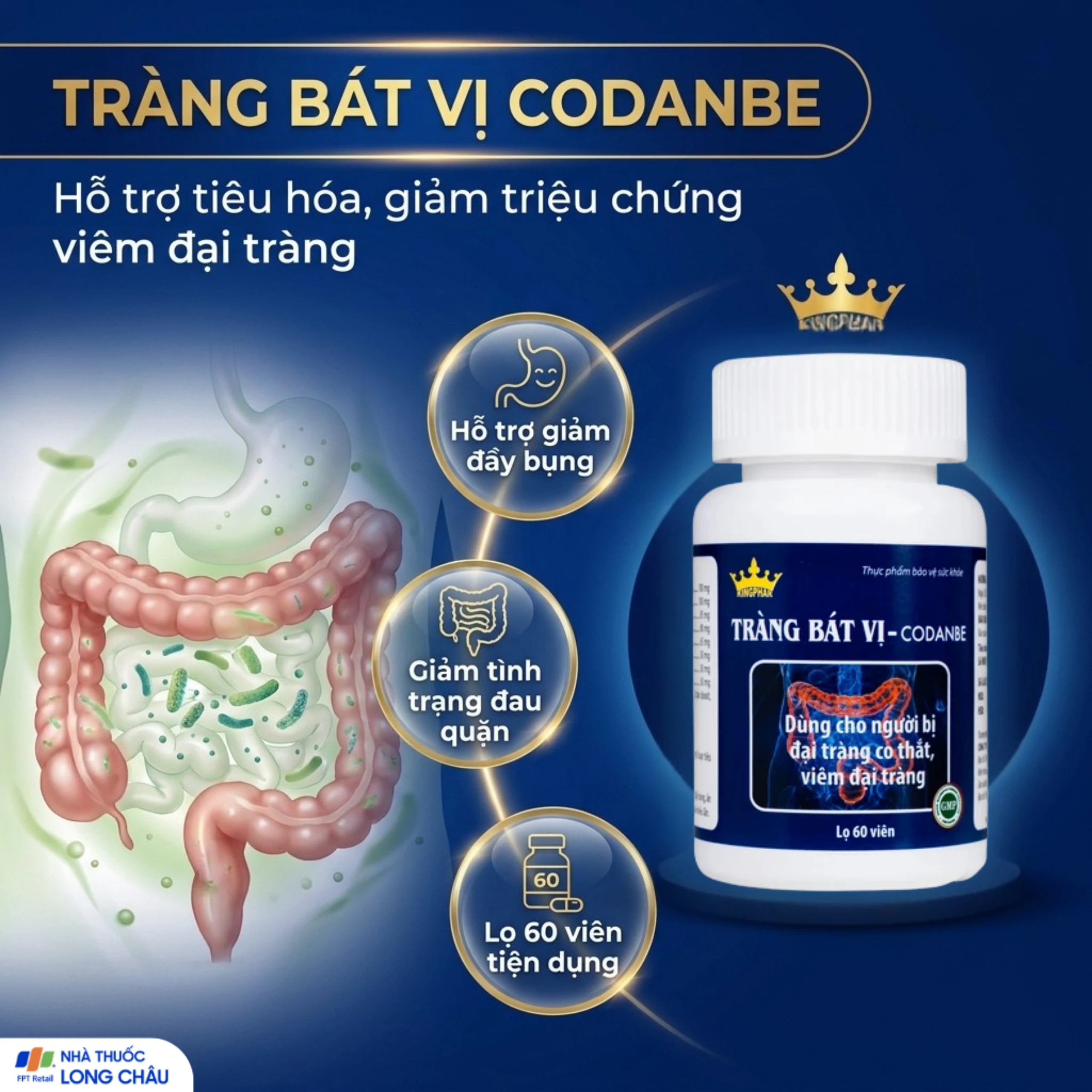 Viên uống hỗ trợ tăng cường tiêu hóa cho người viêm đại tràng Tràng Bát Vị-Codanbe Kingphar (60 viên) 2