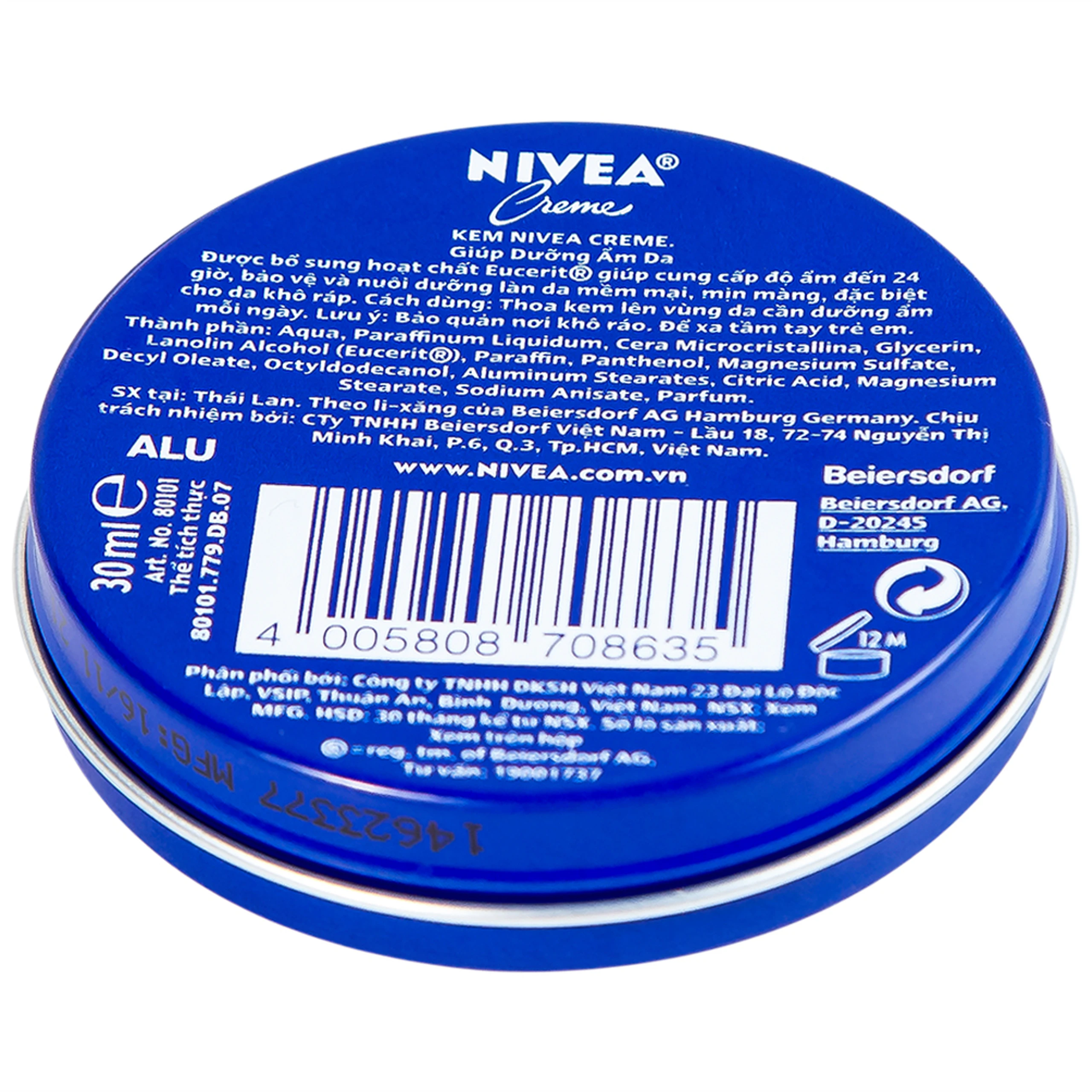 Kem dưỡng ẩm da Nivea Creme dưỡng ẩm sâu, giữ da mềm mịn (30ml)