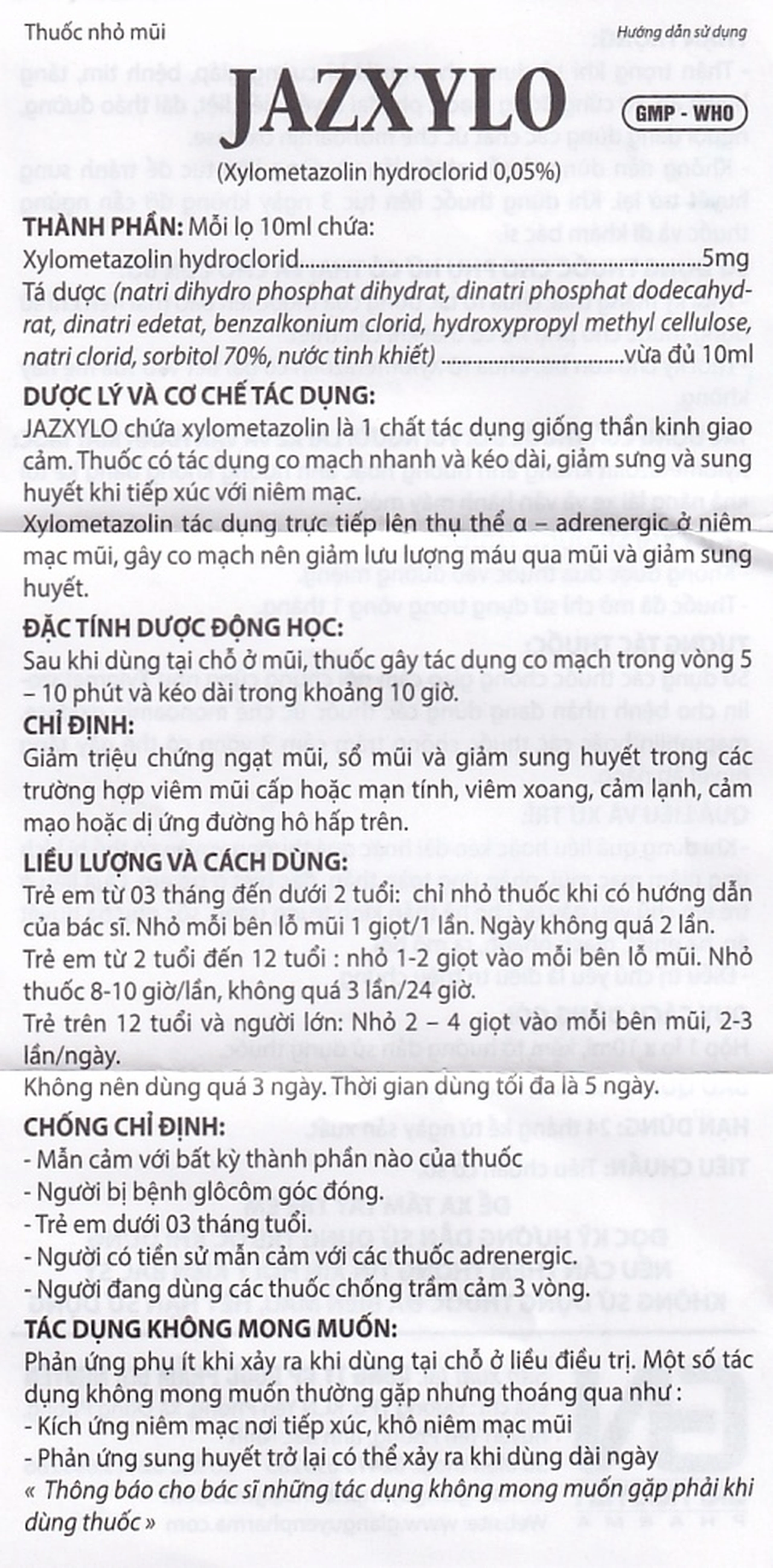 Thuốc nhỏ mũi Jazxylo Gia Nguyễn giảm ngạt mũi, sổ mũi, sung huyết (10ml)