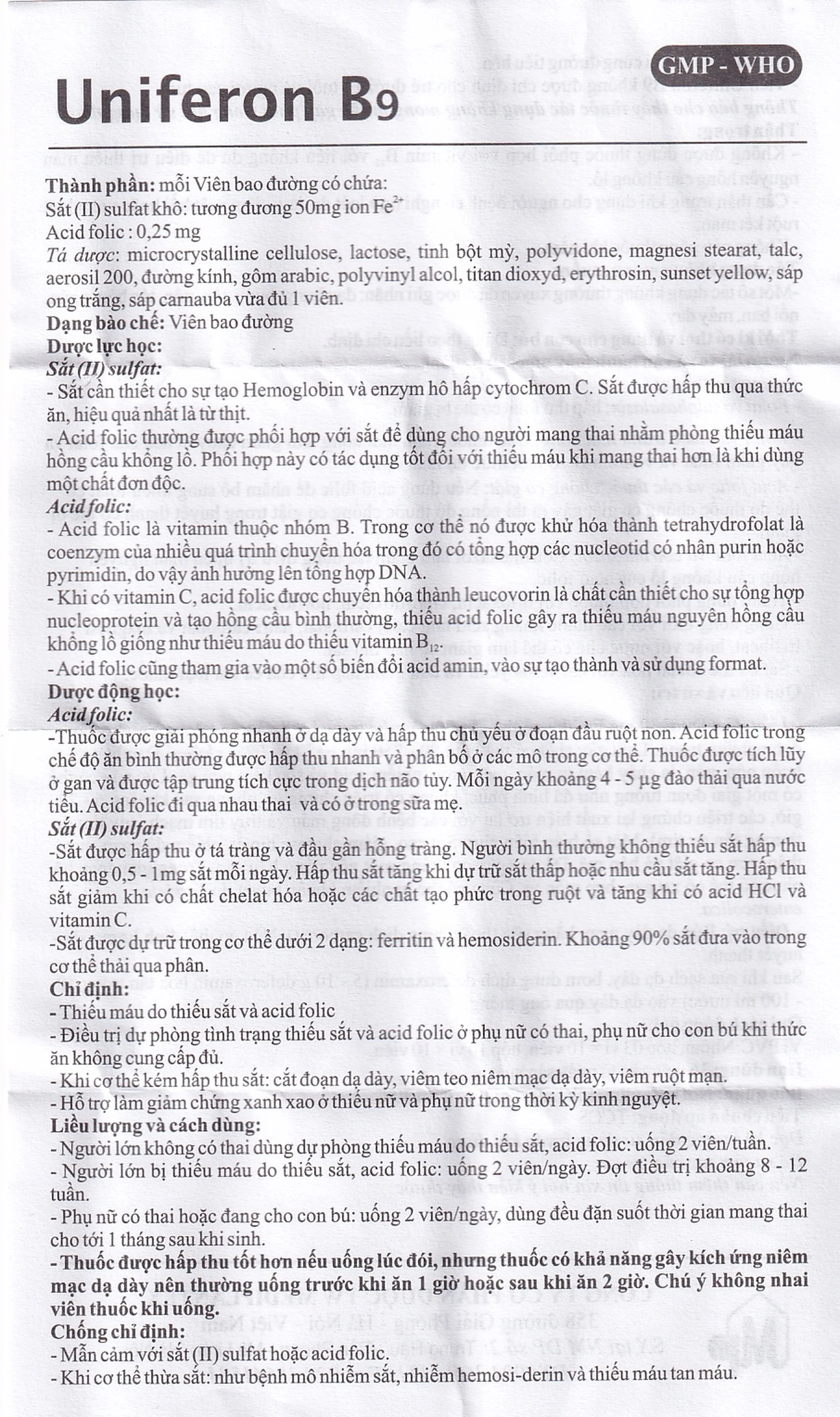 Thuốc Uniferon B9 Mediplantex điều trị thiếu máu do thiếu sắt và acid folic (3 vỉ x 10 viên)