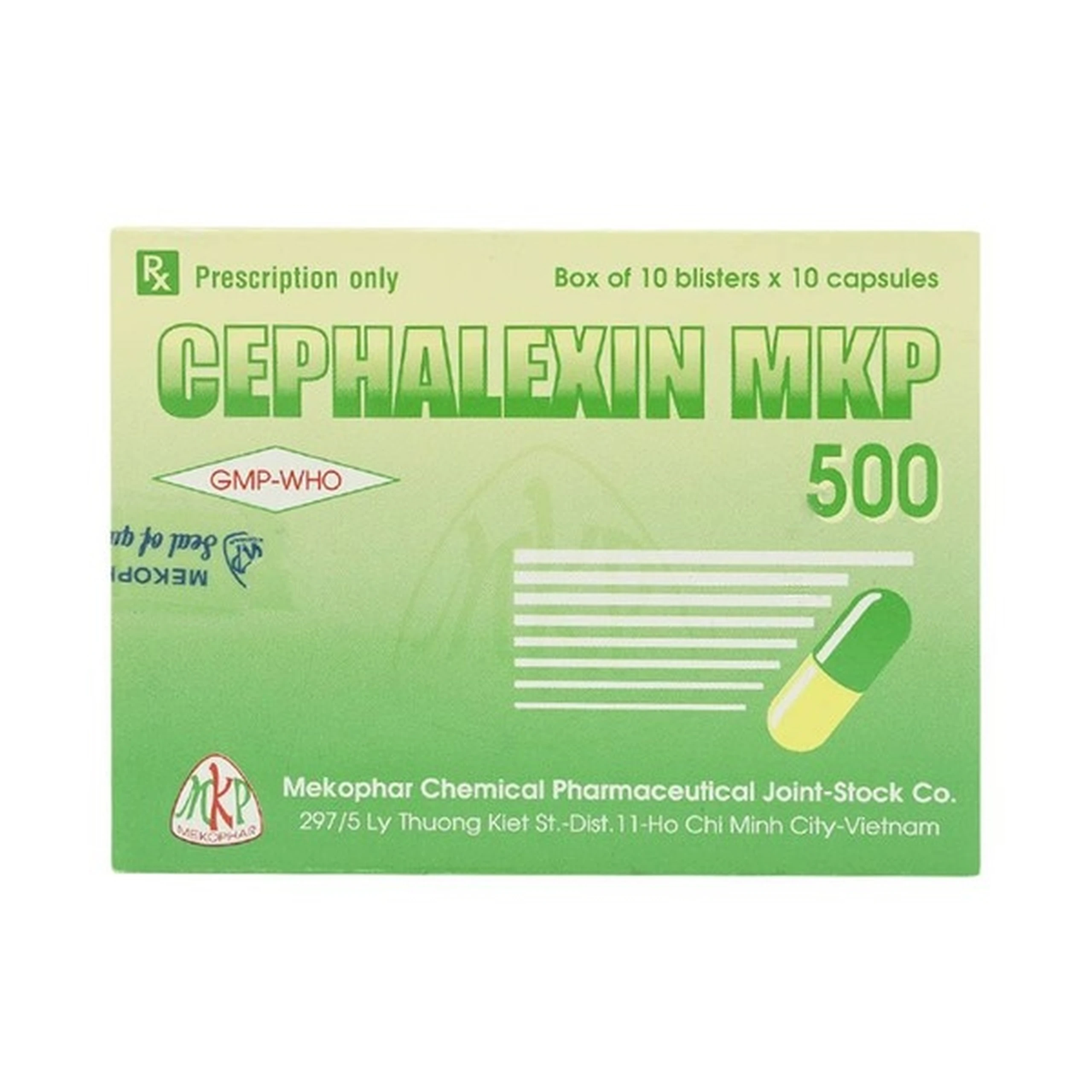 Thuốc Cephalexin MKP 500 Mekophar điều trị nhiễm khuẩn (100 viên)