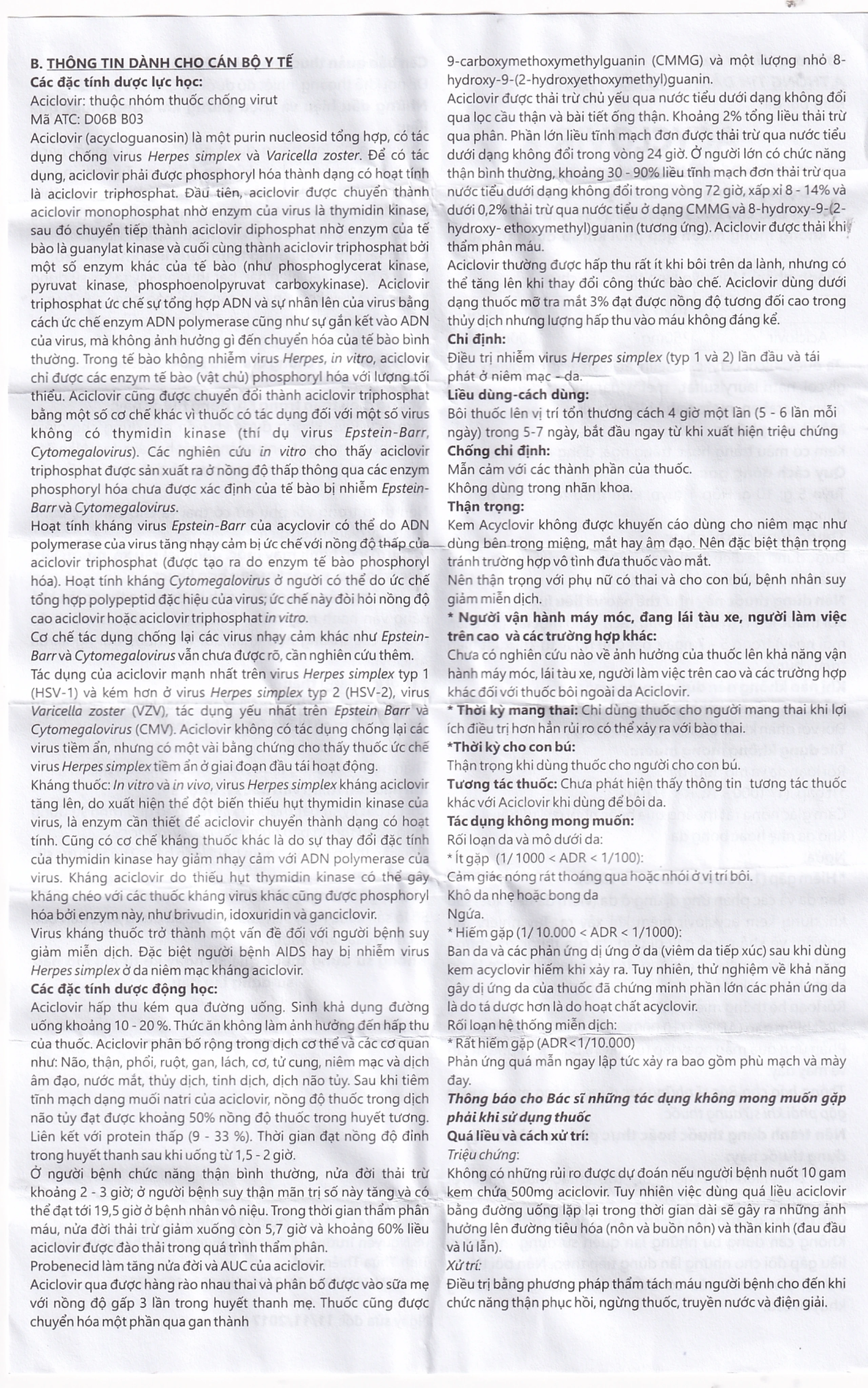 Kem bôi da Acyclovir Medipharco điều trị nhiễm virus Herpes simplex (5g)