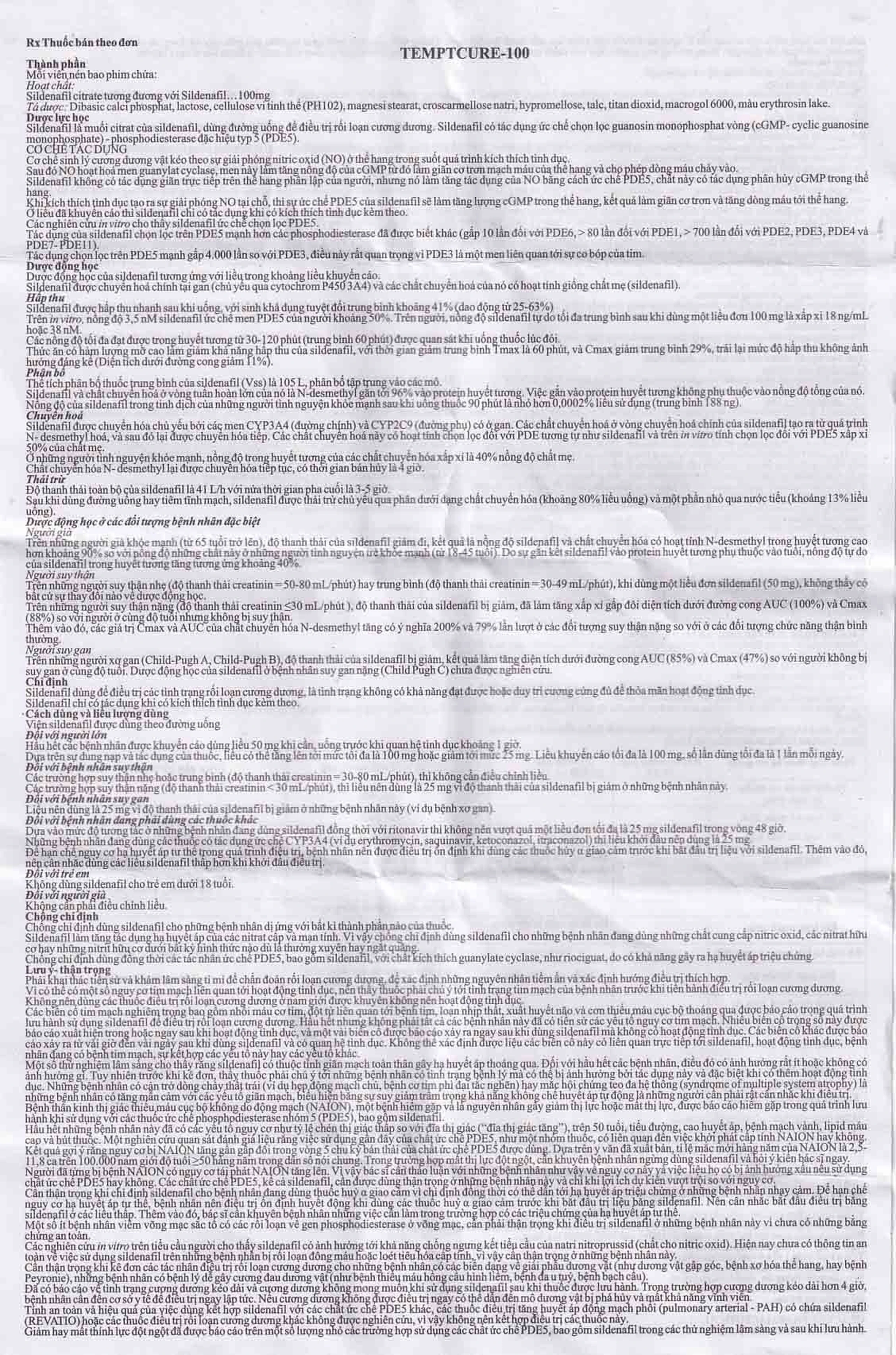 Thuốc Temptcure-100 Gracure điều trị rối loạn cương dương (1 vỉ x 4 viên)