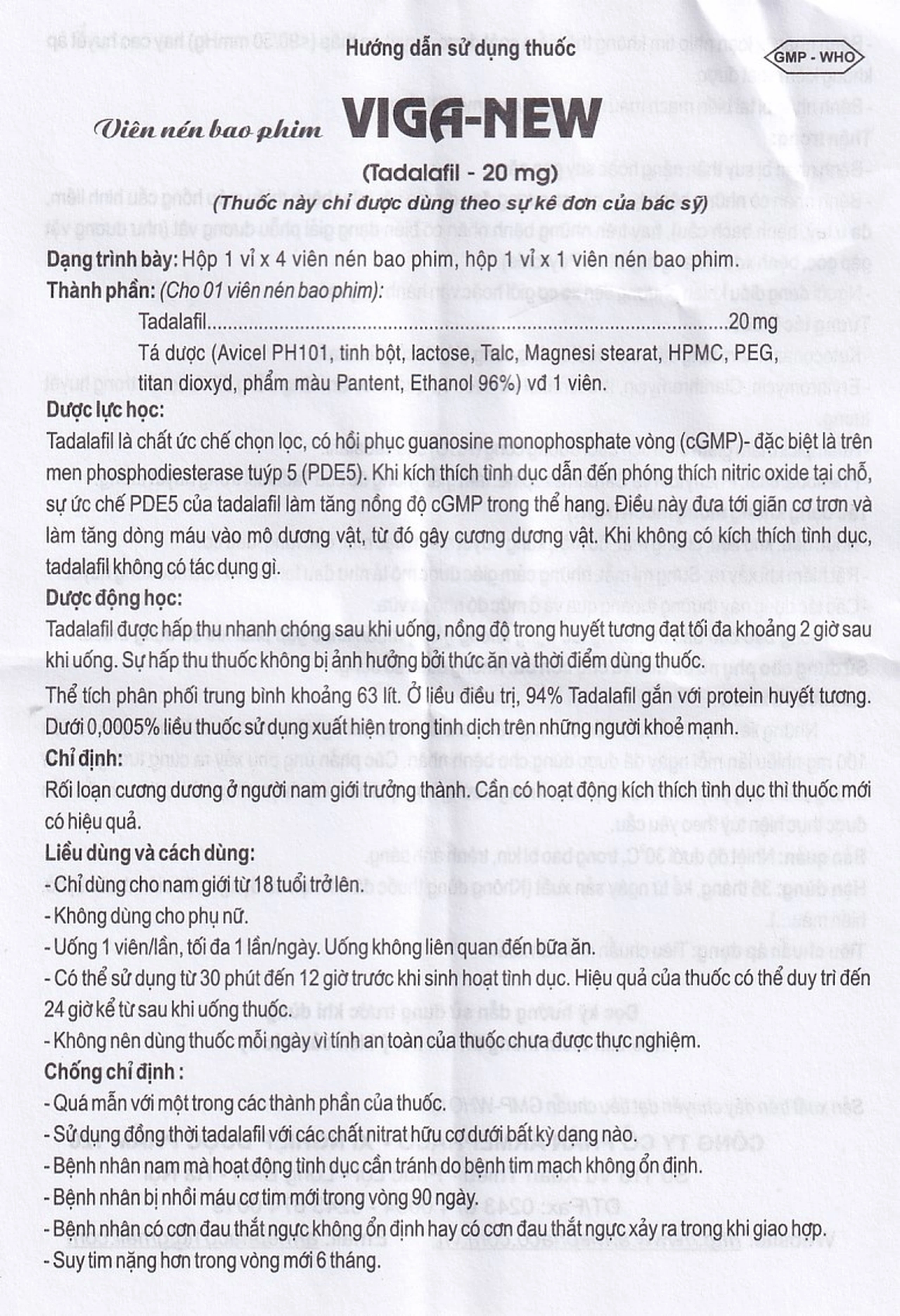 Thuốc Viga-New 20mg Armephaco điều trị rối loạn cương dương (1 vỉ x 4 viên)