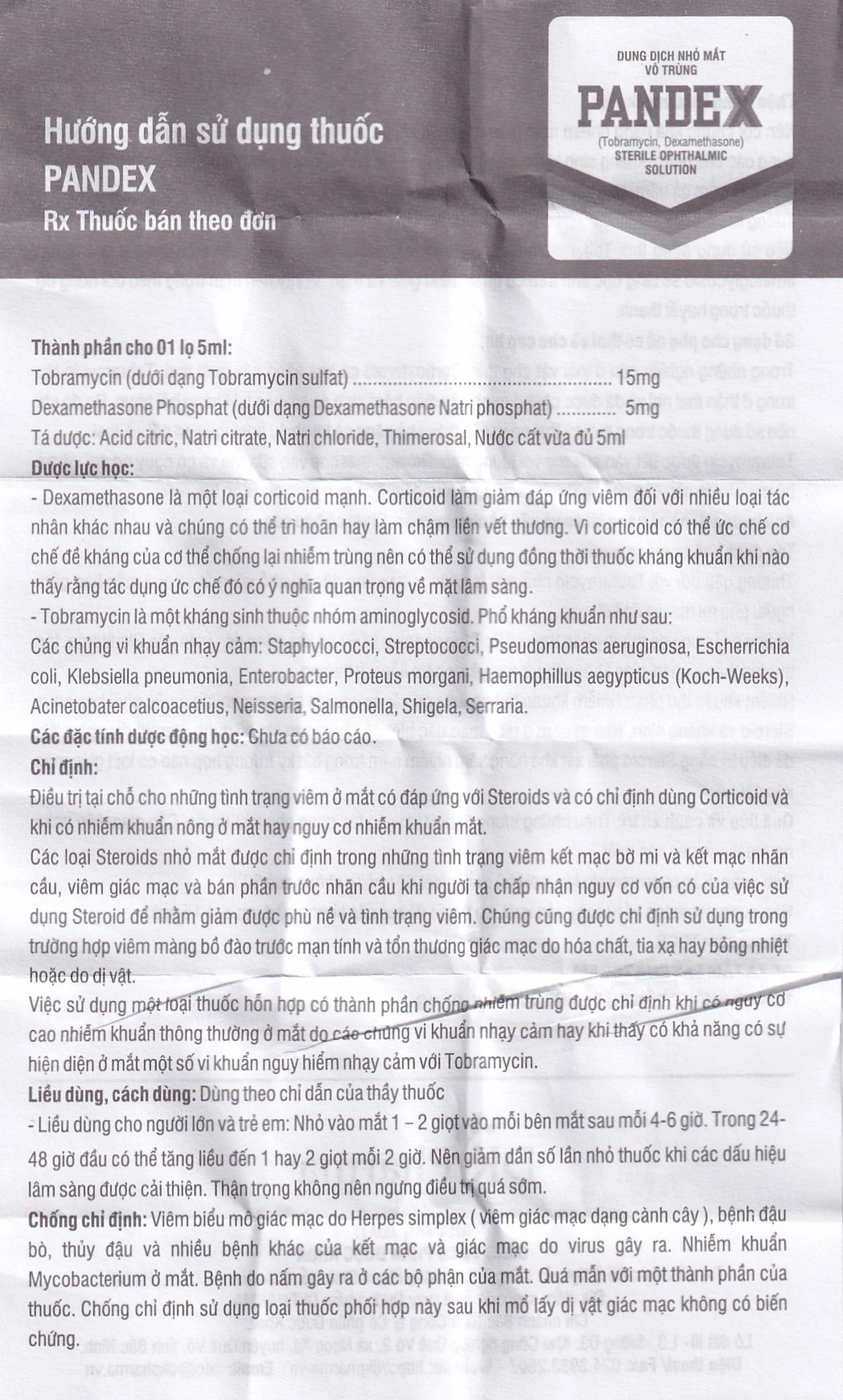 Thuốc nhỏ mắt Pandex DK Pharma điều trị viêm mắt (5ml)