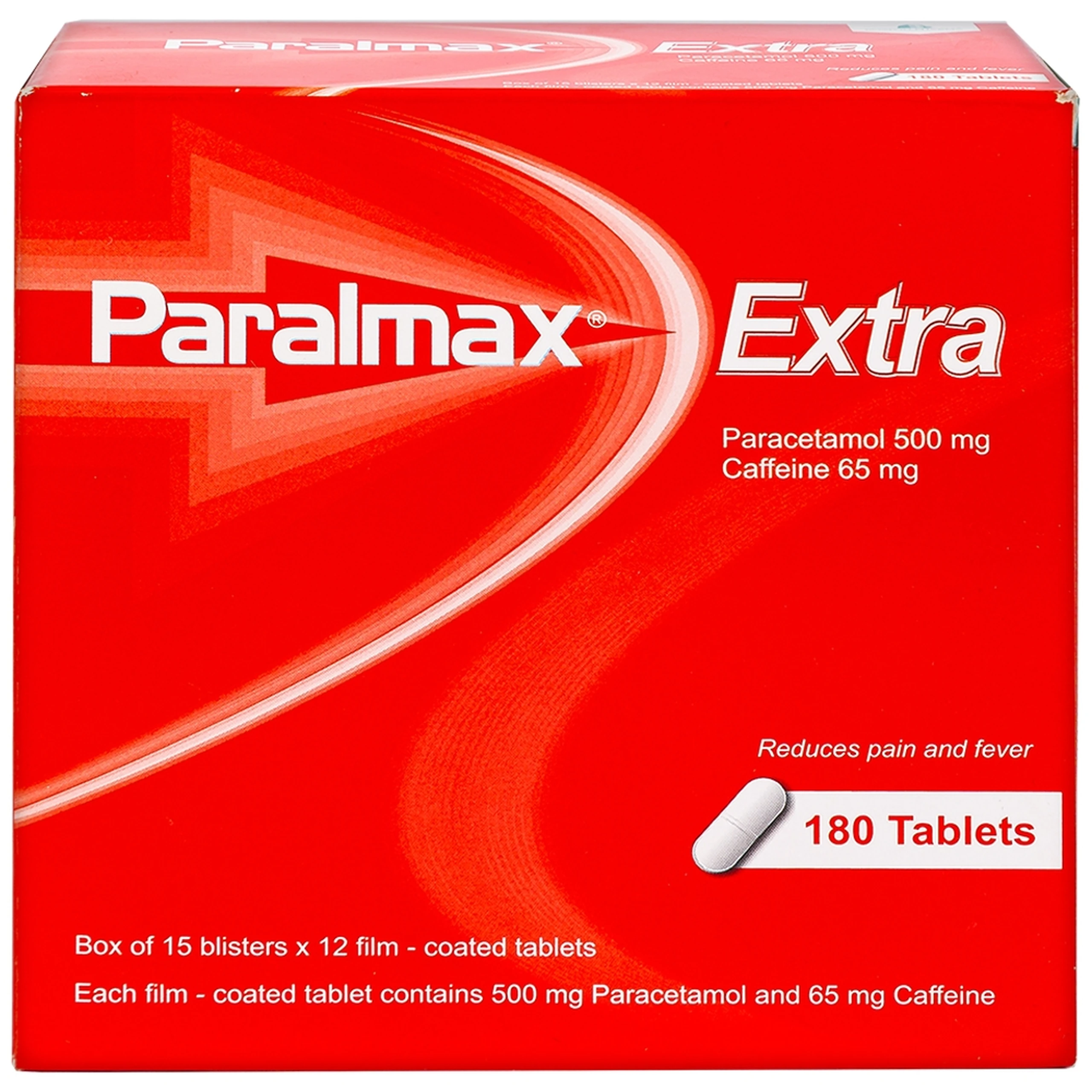 Viên nén Paralmax Extra 500mg/65mg Boston giảm đau nhẹ đến trung bình và hạ sốt  (15 vỉ x 12 viên)
