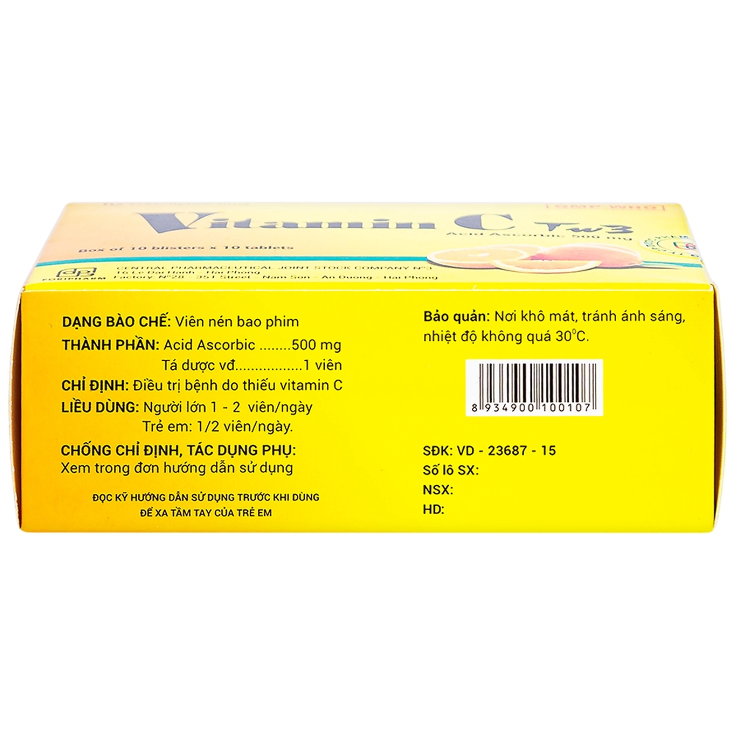 Thuốc Vitamin C TW3 điều trị bệnh do thiếu vitamin C (10 vỉ x 10 viên)