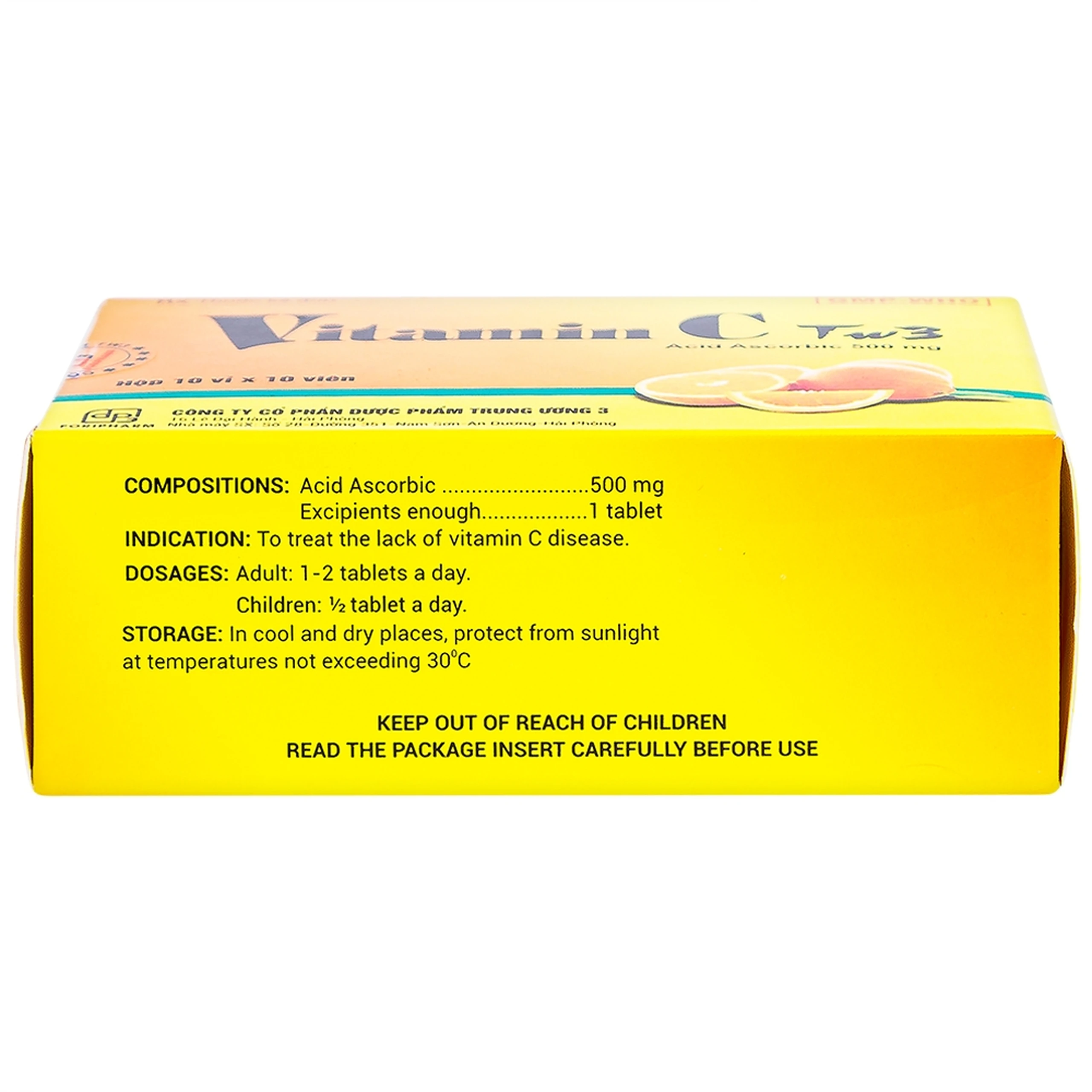 Thuốc Vitamin C TW3 điều trị bệnh do thiếu vitamin C (10 vỉ x 10 viên)